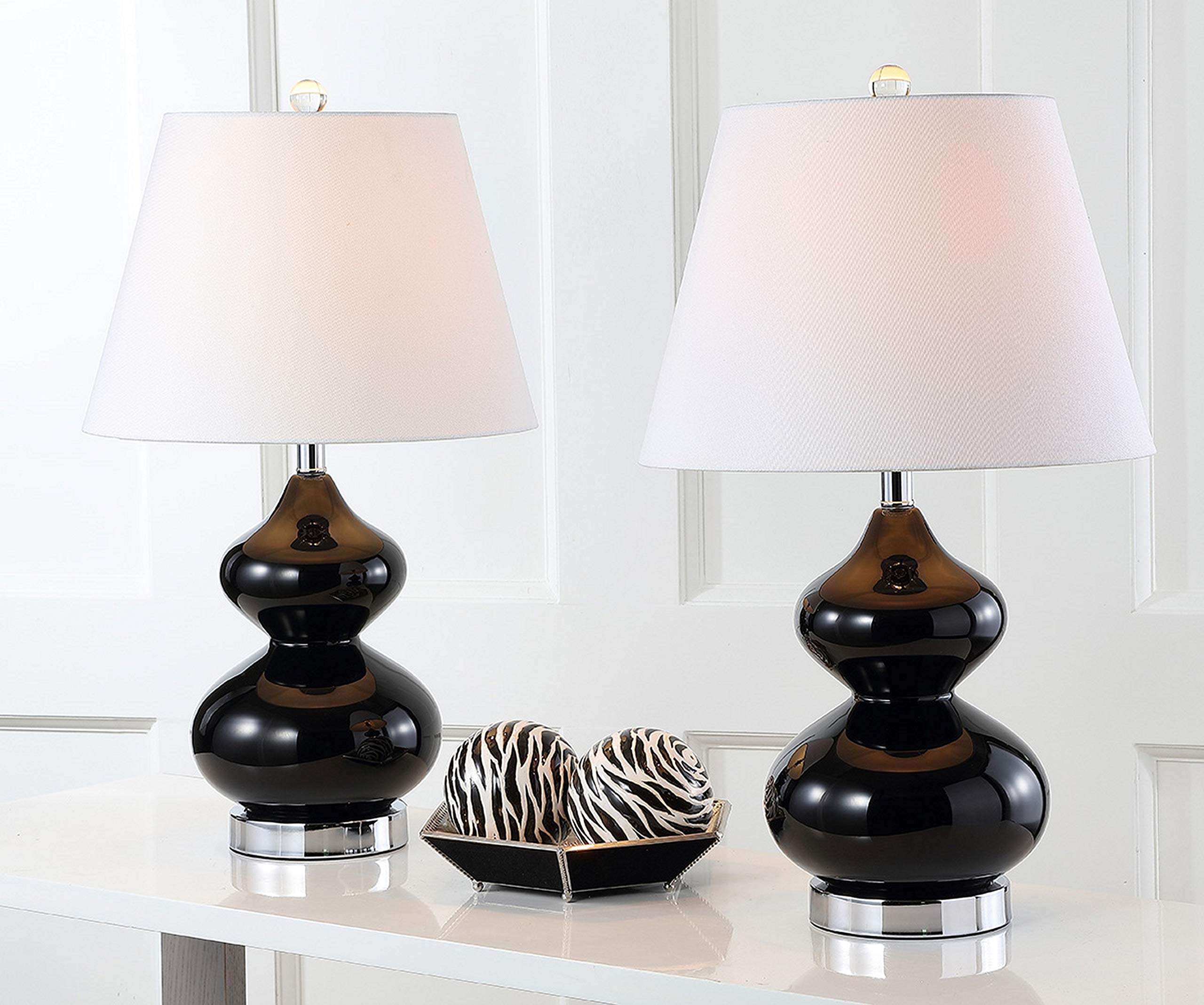 SAFAVIEH Eva Modern Black Double Gourd Glass Table Lamp Set of 2 - 24
