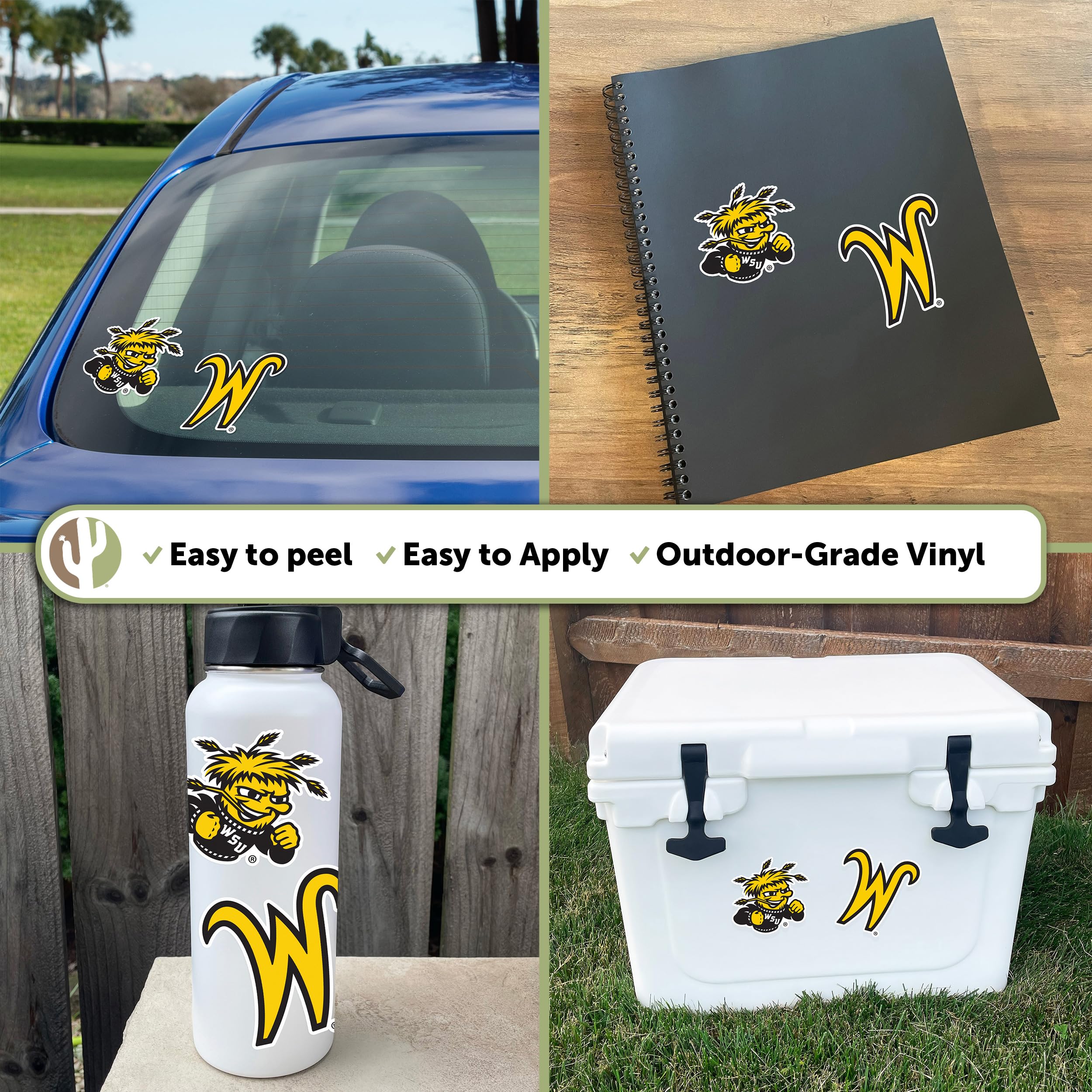 Wichita State Shockers Cactus Vinyl Decals - 4 Inch Set for Laptop, Water Bottle, Car & Scrapbooking - Durable Stickers for School Spirit, College Pride & Fan Gifts