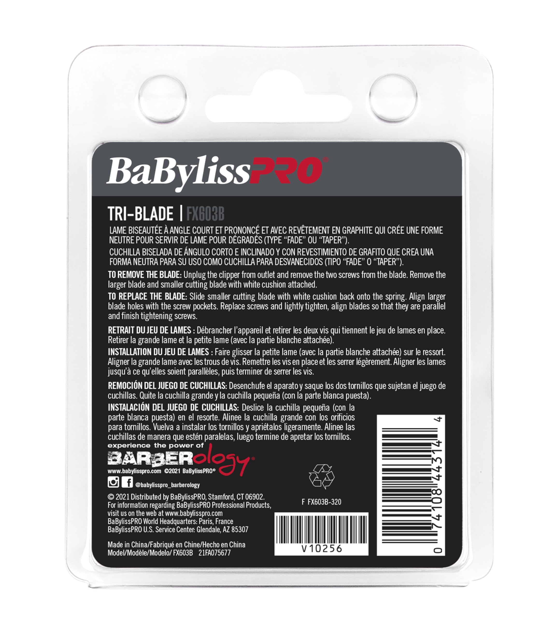 BaBylissPRO Replacement Tri-Blades for FX870 FX825 FX673 Clippers - Compatible with Most 2-Hole Blade Systems - Professional Hair Cutting & Grooming Tools for Barbers & Stylists