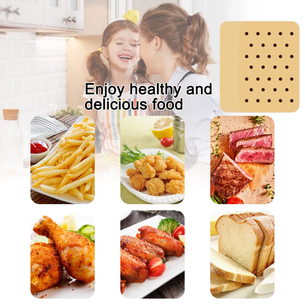 BYKITCHEN 100pcs Nonstick Air Fryer Liners Square - Compatible with Ninja Foodi Dual Zone Air Fryer & AF300UK, Unbleached Parchment Paper for Healthy Cooking | Perfect for Roasting, Baking, and Air Frying Chicken Wings, Vegetables, and Snacks