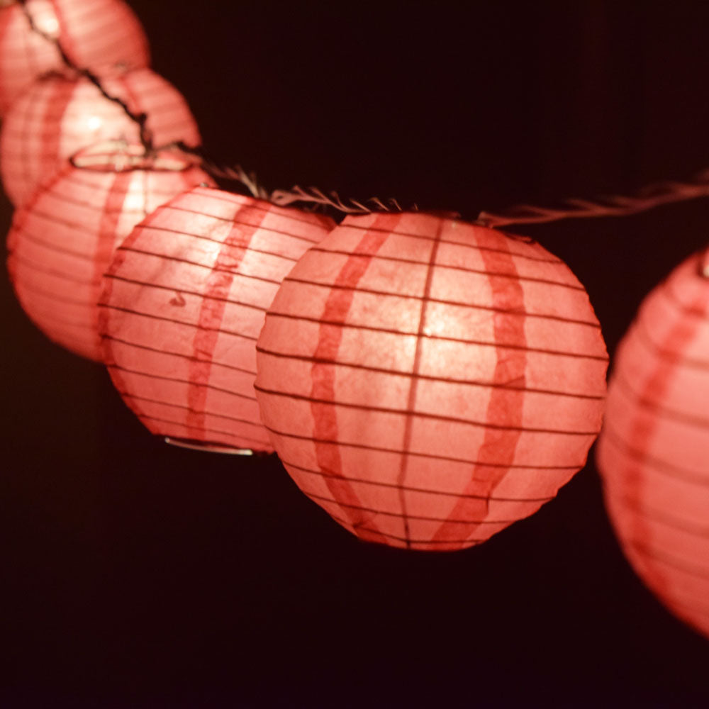 10 Pack Fuchsia Round Paper Lanterns with Even Ribbing - Hot Pink Hanging Decorations for Parties, Weddings & Home Decor (String Lights Sold Separately)