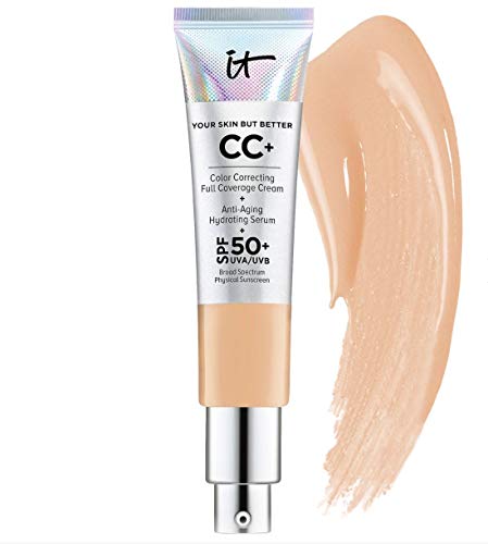 IT Cosmetics Your Skin But Better CC+ Cream with SPF 50+ | Full Coverage Foundation, Hydrating & Anti-Aging | Medium Shade | Perfect for Daily Wear & Sun Protection