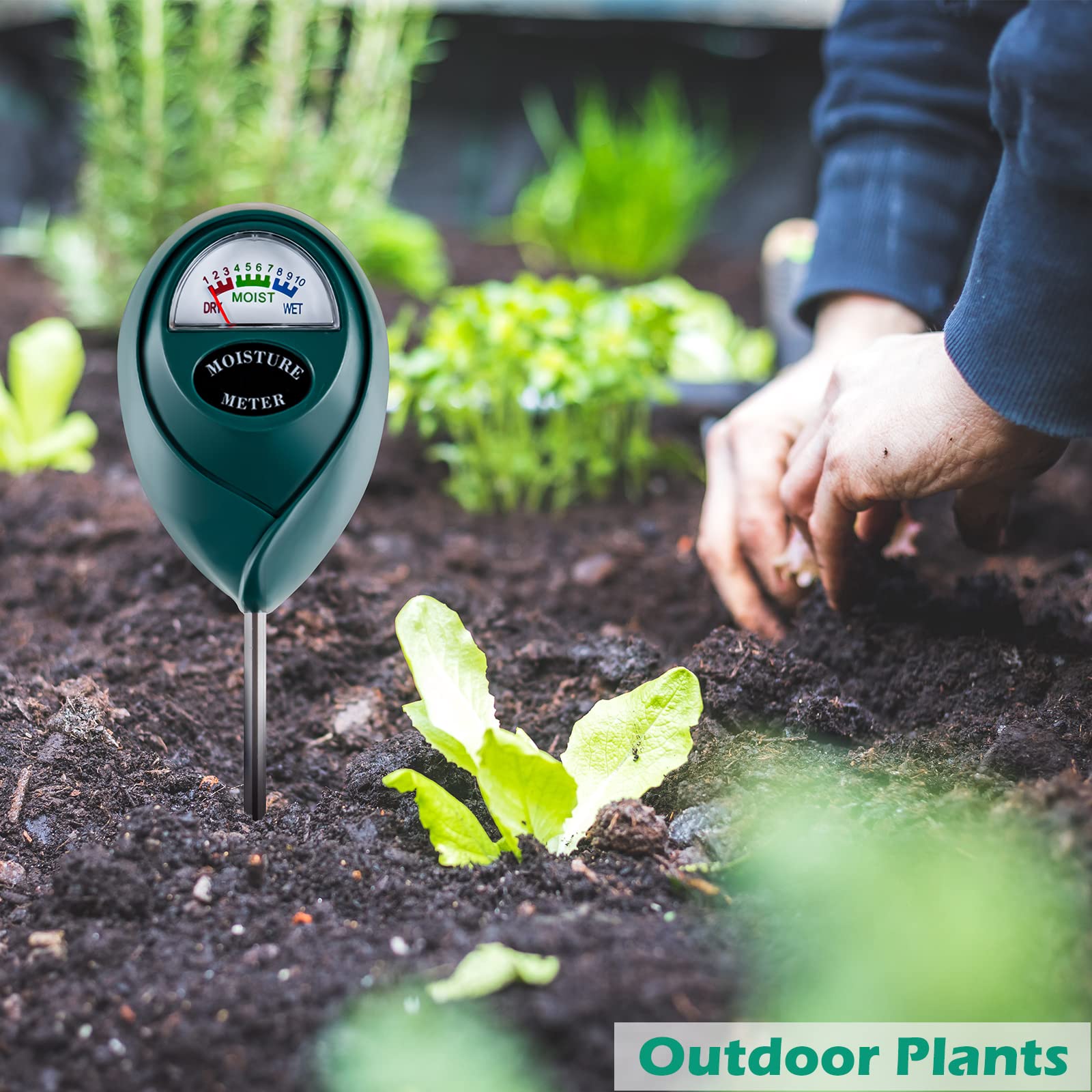 **Soil Moisture Meter for House Plants & Outdoor Gardens - Plant Water Monitor, No Batteries Needed (Green) - Perfect for Indoor Potted Plants, Succulents, and Garden Beds**
