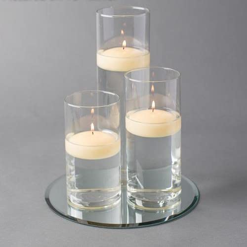 Eastland 48-Piece Round Mirror and Cylinder Vases Centerpiece Set with Richland Floating Candles (16