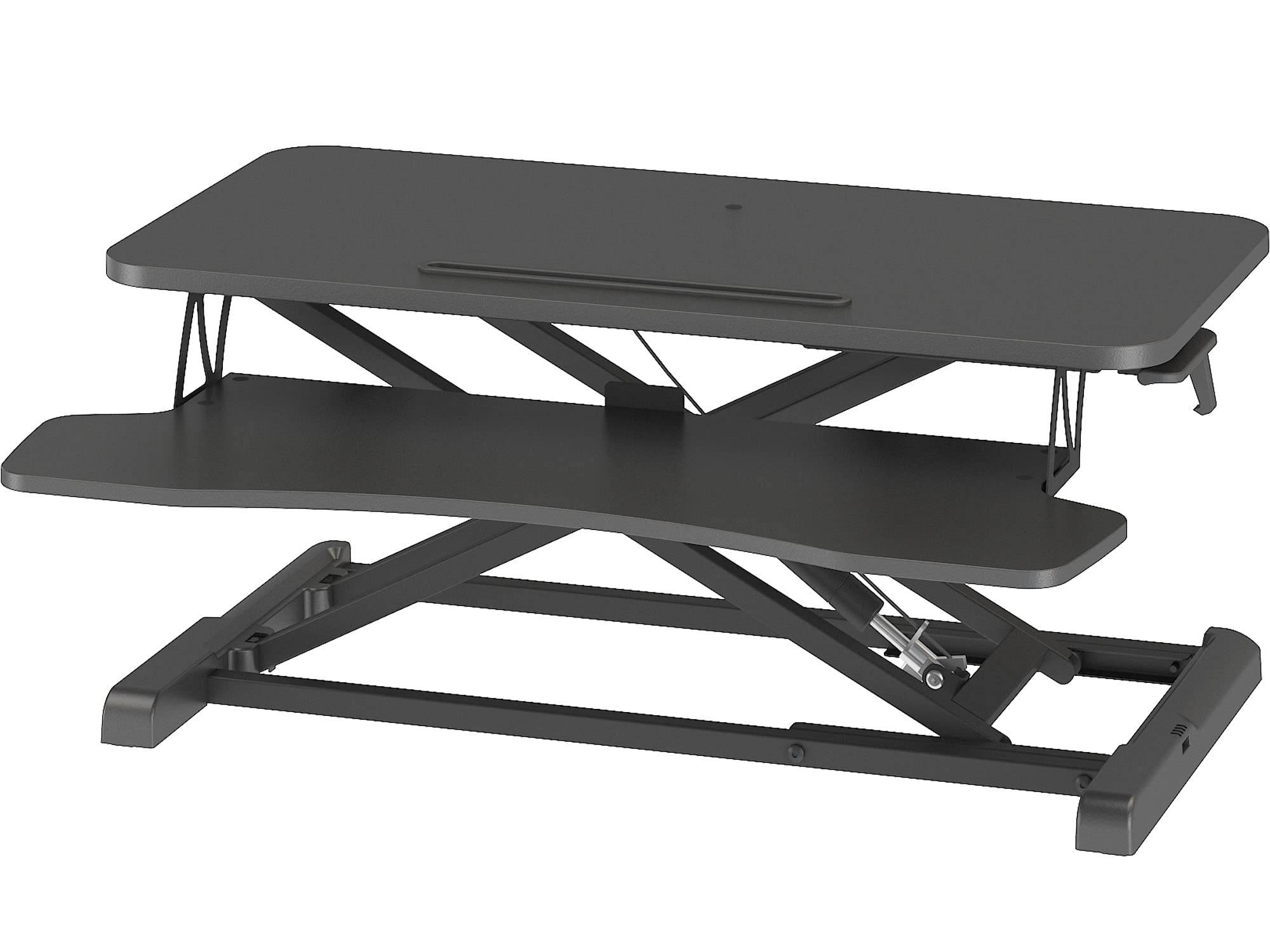 BONTEC Height Adjustable Standing Desk Converter with Keyboard Tray - 800mm Ergonomic Riser for Computer & Laptop Screens (Supports up to 15kg, Black) - Perfect for Home Office, Gaming & Workstations