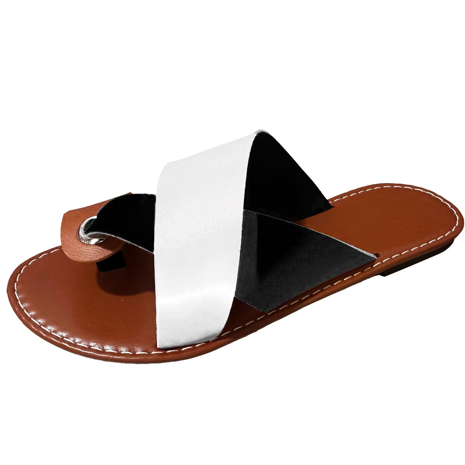 Eduavar Women's Summer Wedge Sandals 2023 - Casual Ring Toe Flat Slip-On Slippers | Comfortable Beach Walking, Vacation Outfits & Everyday Wear