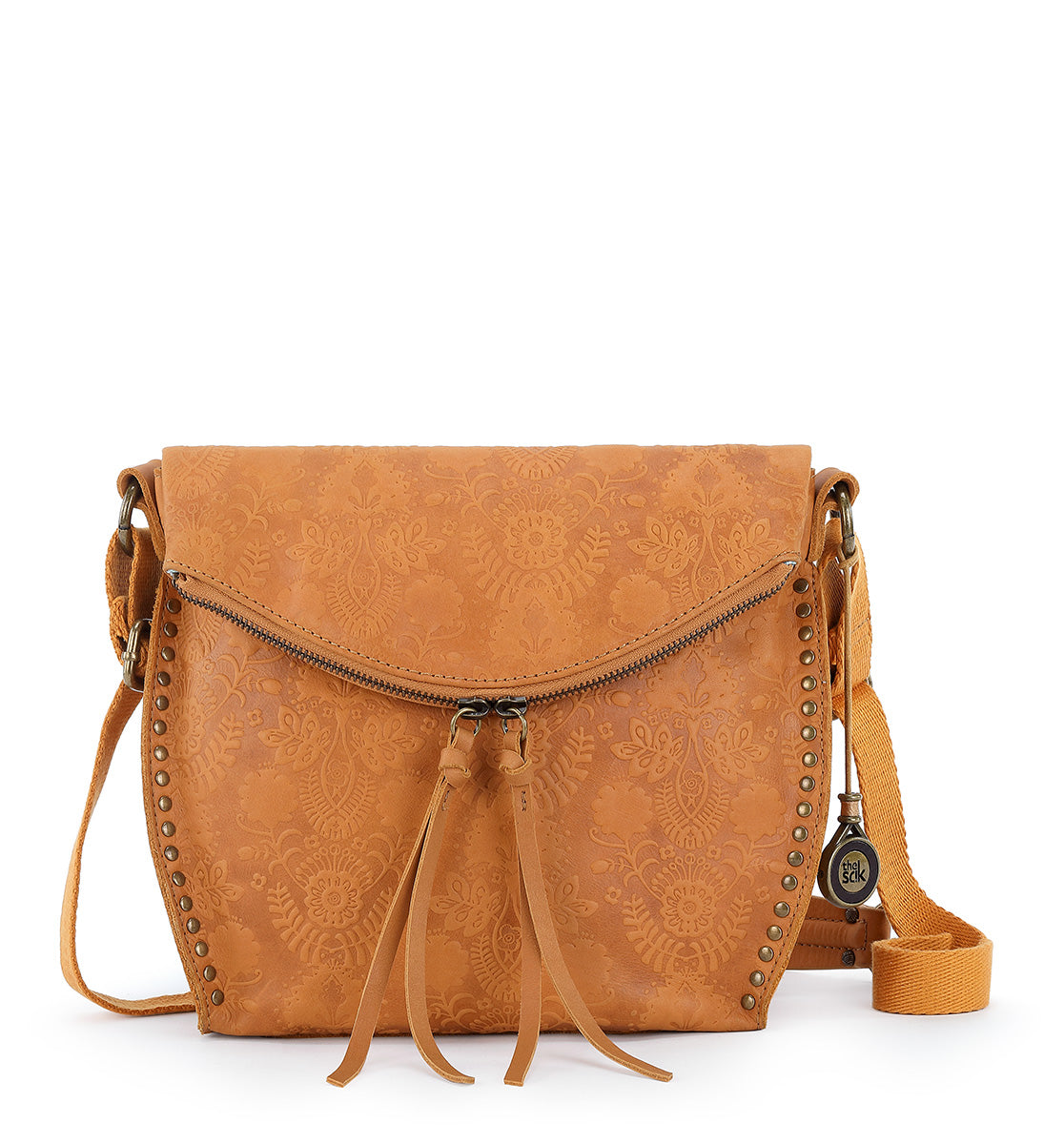 Leather - Ochre Floral Embossed