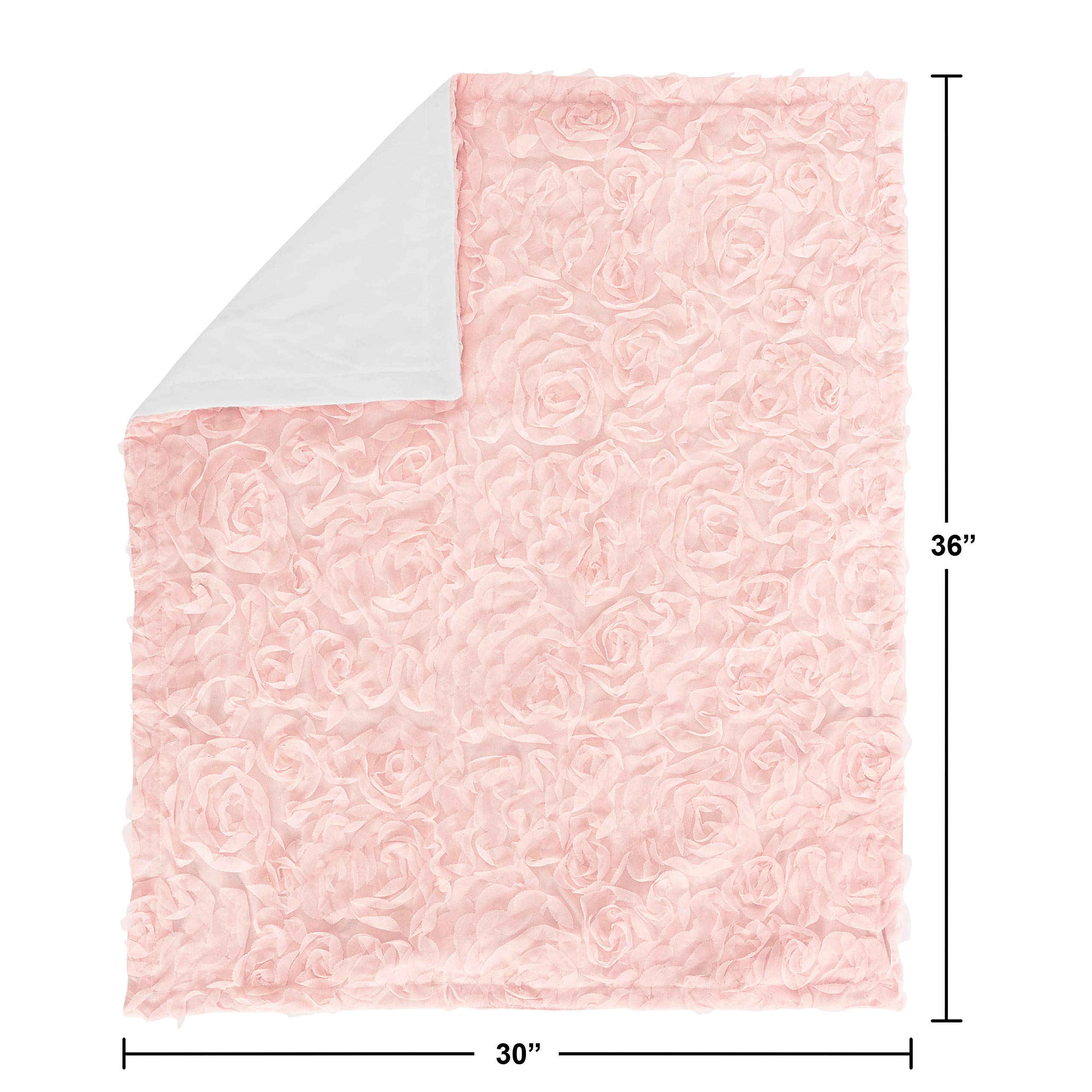 Sweet Jojo Designs Pink Floral Rose Baby Blanket - Soft Minky Swaddle for Newborns & Toddlers, Nursery Car Seat & Stroller Cover, Light Blush Boho Chic Security Blanket - Perfect for Baby Showers, Photo Shoots & Cozy Naptime