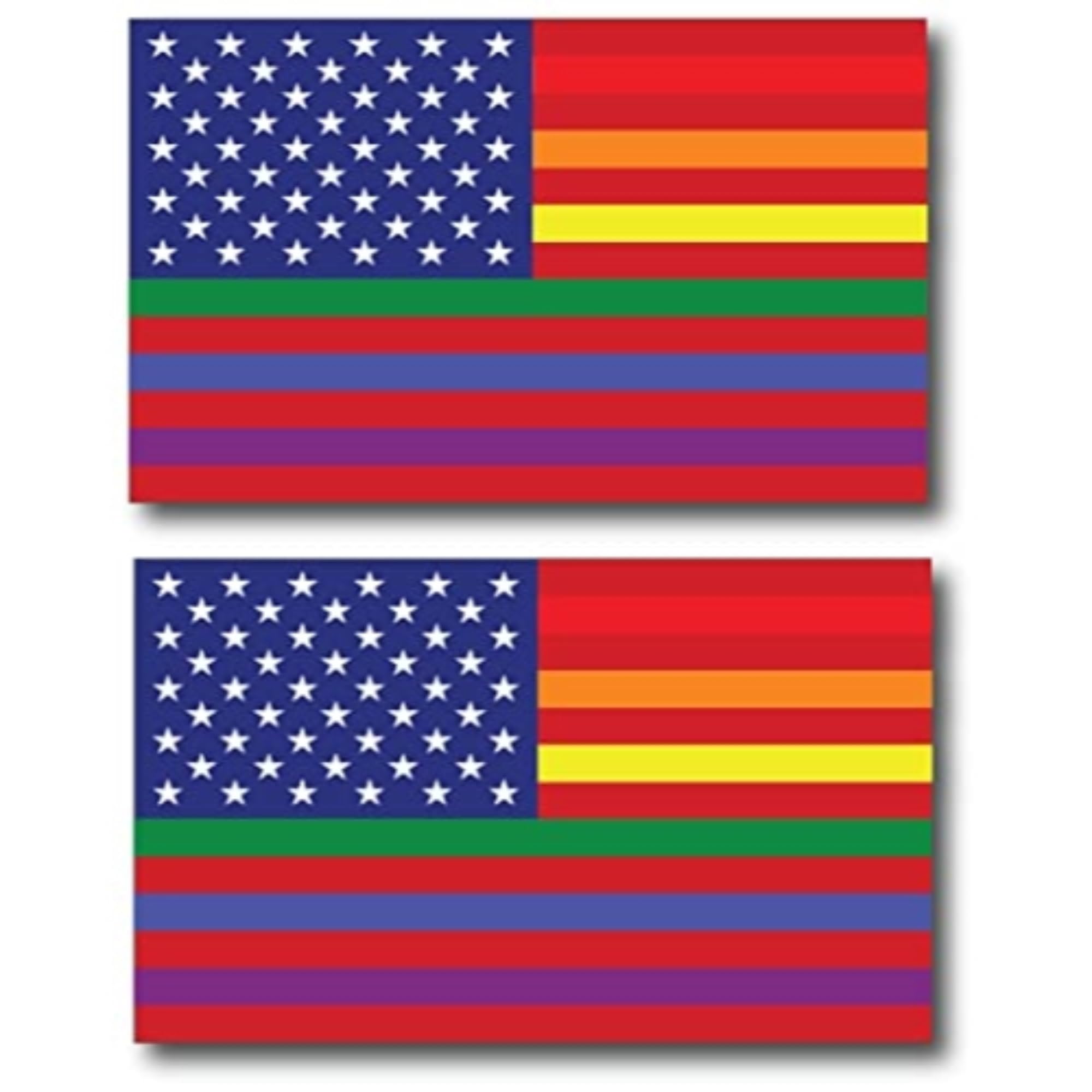 2 Pack Heavy Duty 3x5 Inch LGBTQ Pride Rainbow American Flag Car Magnet - Strong Automotive Decal for Truck, SUV, Vehicle - Show Your Support for Gay Pride & LGBT Community (Perfect for Pride Month, Parades, Car Decoration & LGBTQ Awareness)