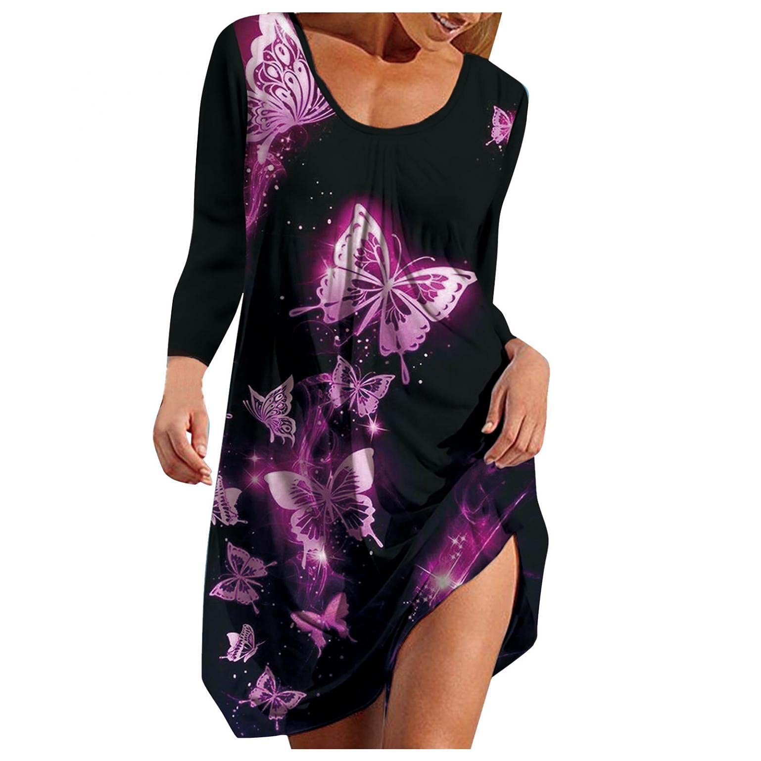 Women's Summer Sleeveless Mini Dress - Floral Butterfly Print Casual Beach Sundress & Loose Tank Dress for Vacation, Pool Party, and Outdoor Activities