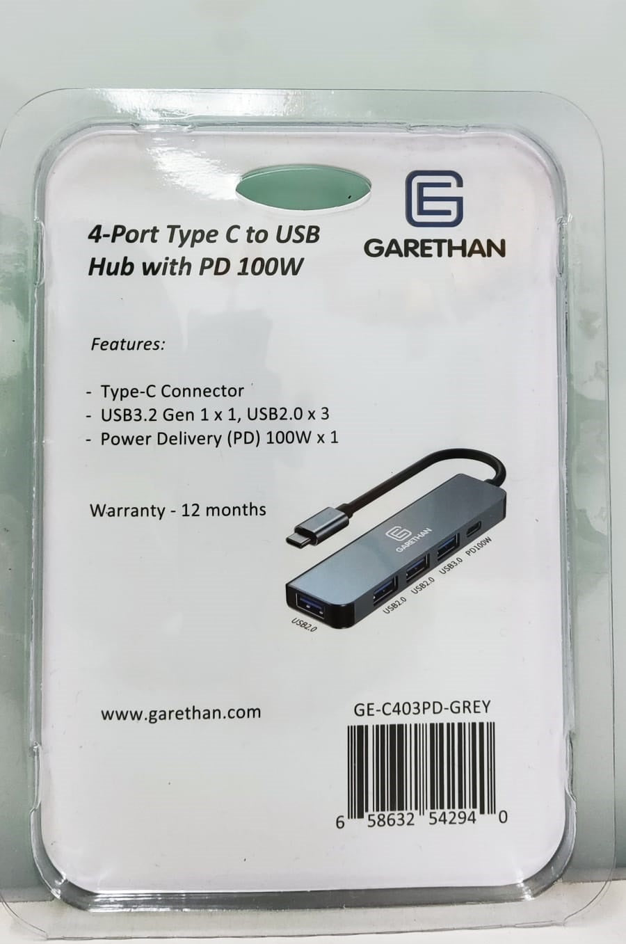 Garethan C403PD USB 3.0 Hub with 100W Power Delivery - 4-Port USB-C to USB Adapter for Laptop, PC, MacBook - Perfect for Home Office, Gaming & Travel Charging