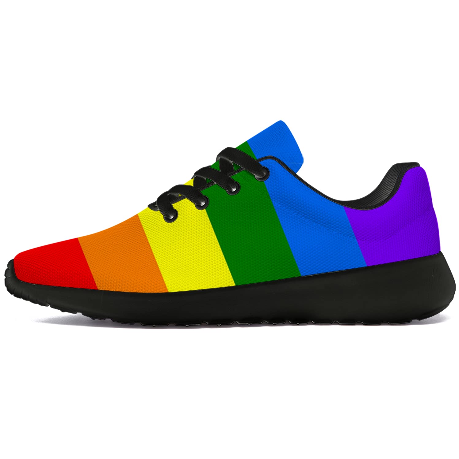**Men's & Women's LGBTQ Rainbow Flag Running Shoes - Lightweight Walking Tennis Sneakers for Gay, Lesbian & Pride Supporters - Size 11 Men/13 Women Black - Perfect for Jogging, Gym & Pride Events**