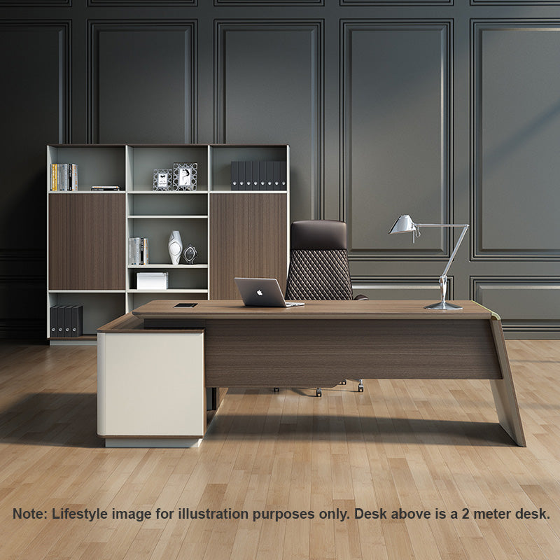 ANDERS Executive Desk with Reversible Return - 1.4M Modern Office Desk in Hazelnut & Beige | Home Office Furniture for Professionals & Remote Workers