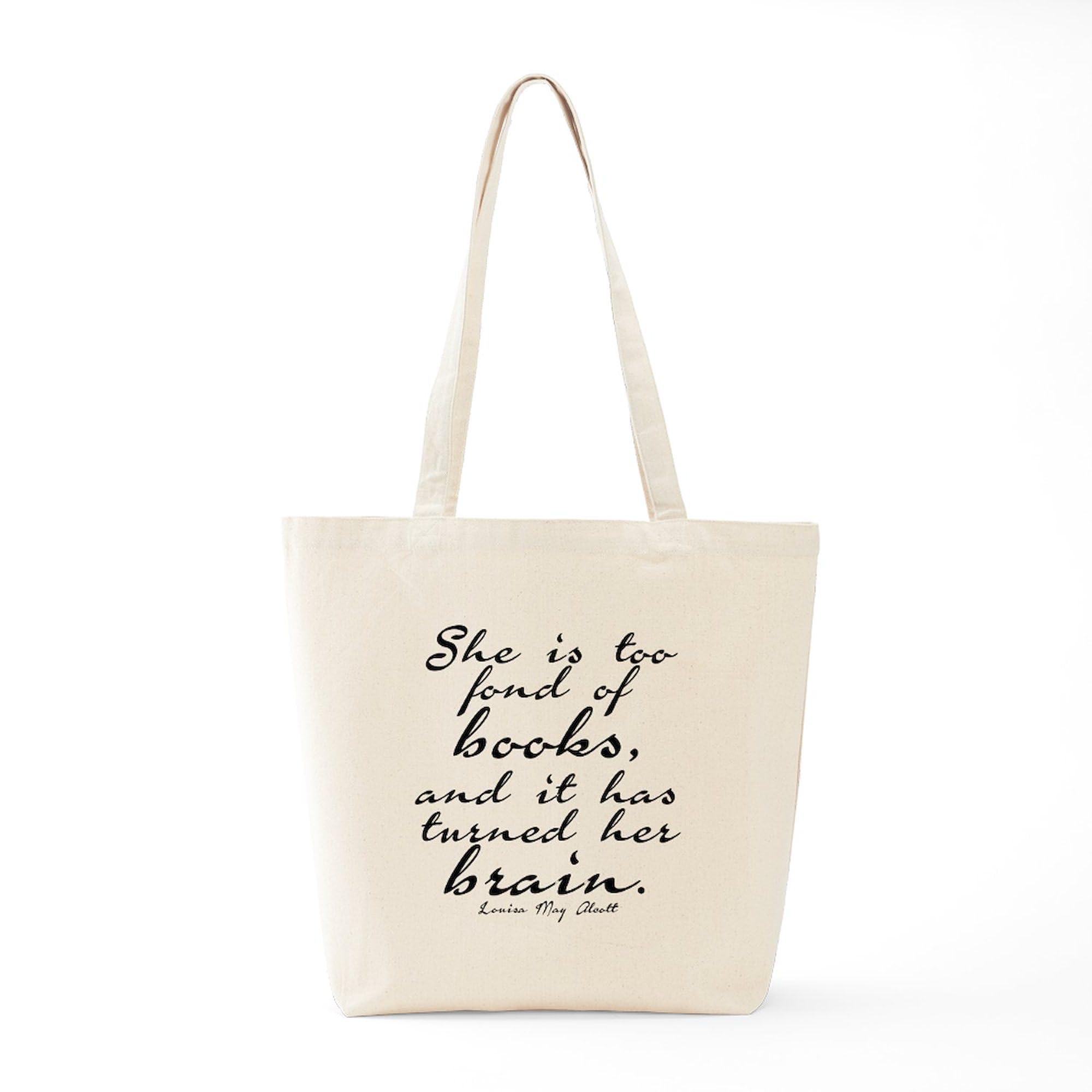 Too Fond Of Books Tote Bag - Natural Canvas Reusable Shopping Bag for Book Lovers - Perfect for Library, Bookstore & Everyday Use