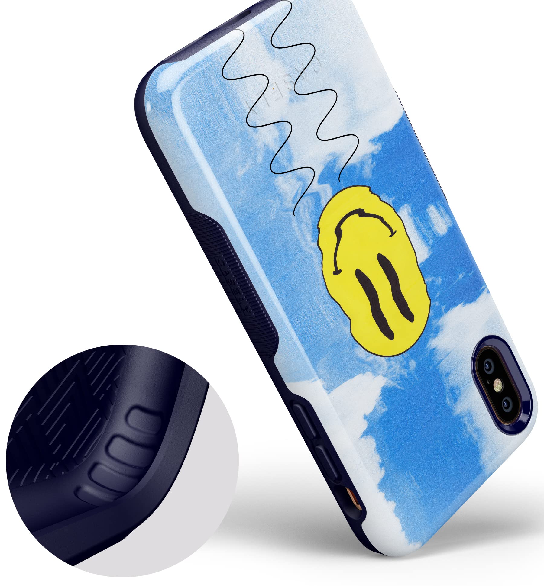 Casely iPhone X/XS Case - Glitch Smiley Face Design with Shockproof Protection | Trendy Aesthetic Phone Cover for Women & Men | Perfect for Daily Use, Travel & Social Media Enthusiasts