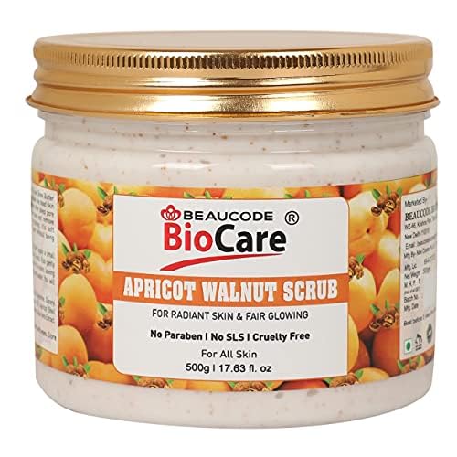 Beaucode BioCare Apricot & Walnut Face Scrub for Women & Men - 500g Natural Exfoliator for All Skin Types | Paraben-Free, SLS-Free, Sulfate-Free, Cruelty-Free | Deep Cleansing & Brightening for Daily Skincare Routine