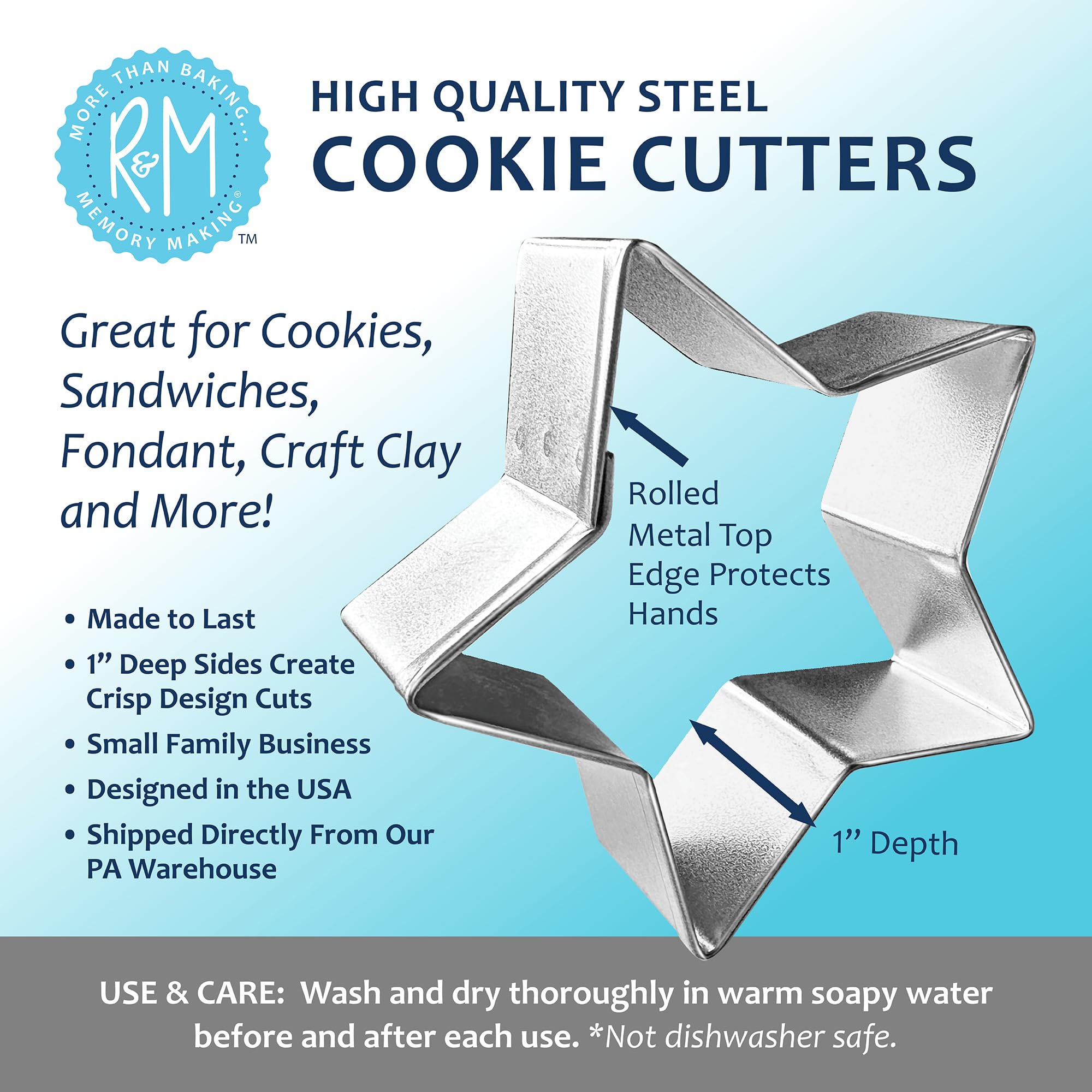 R&M Hand Shaped Cookie Cutter Set - 3 Piece Stainless Steel Baking Tools for DIY Cookies, Gingerbread, Sugar Cookies - Perfect for Christmas, Halloween, Birthday Party Decorations