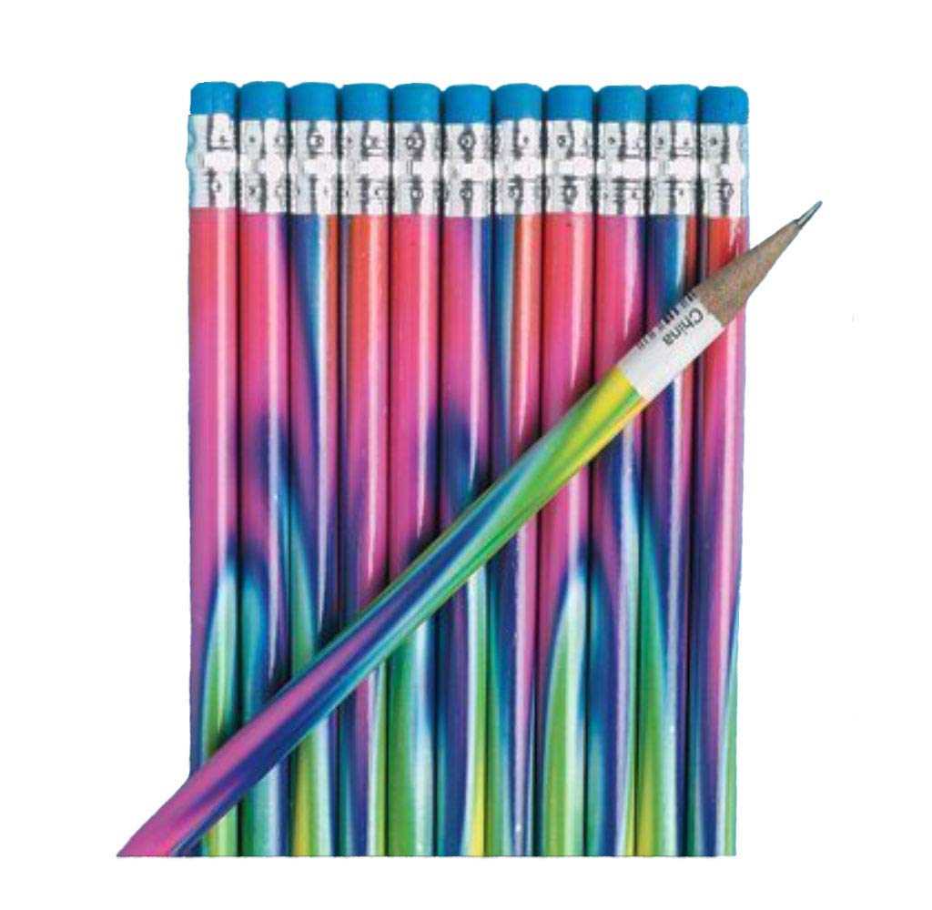 Vibrant Tie-Dyed Colored Pencils Set of 48 - Fun Express Rainbow Art Supplies for Kids Classroom, DIY Crafts & Creative Drawing Projects