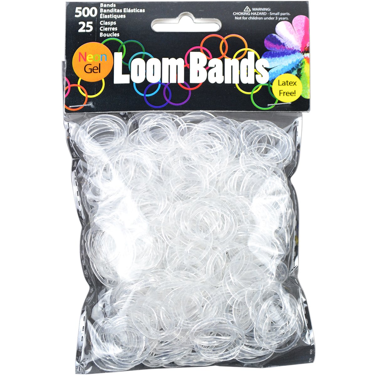 Touch of Nature Neon Gel Loom Bands Kit - 500 Colorful Rubber Bands & 25 Plastic Clasps for DIY Bracelets, Jewelry Making - Perfect for Kids Crafts, Friendship Bracelets & Rainbow Loom Projects
