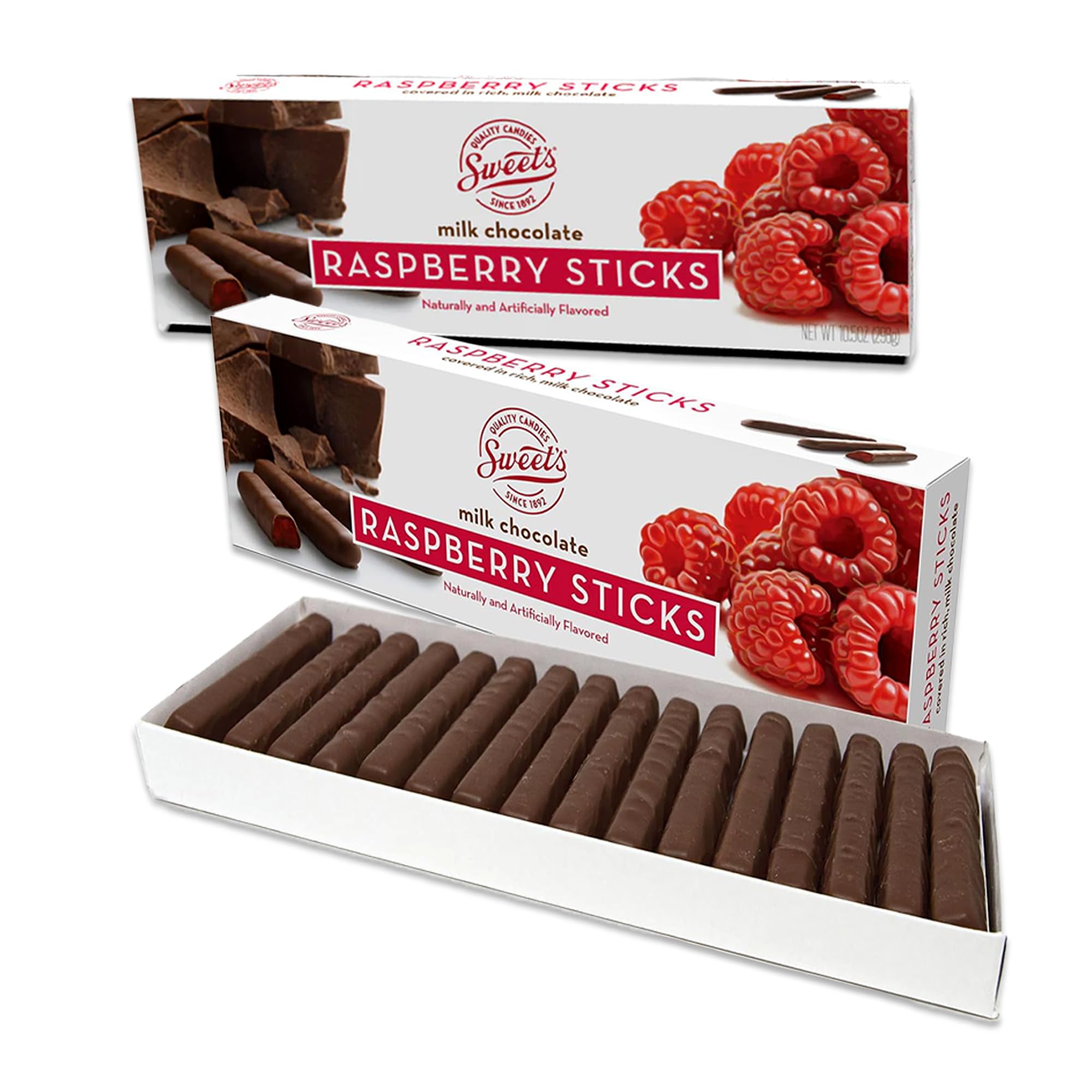 Delicious Raspberry Milk Chocolate Sticks - 2 Pack | Gourmet Chocolate Candy Gift Box | Chocolate Covered Fruit Snacks | Perfect for Parties, Gifts & Dessert Platters