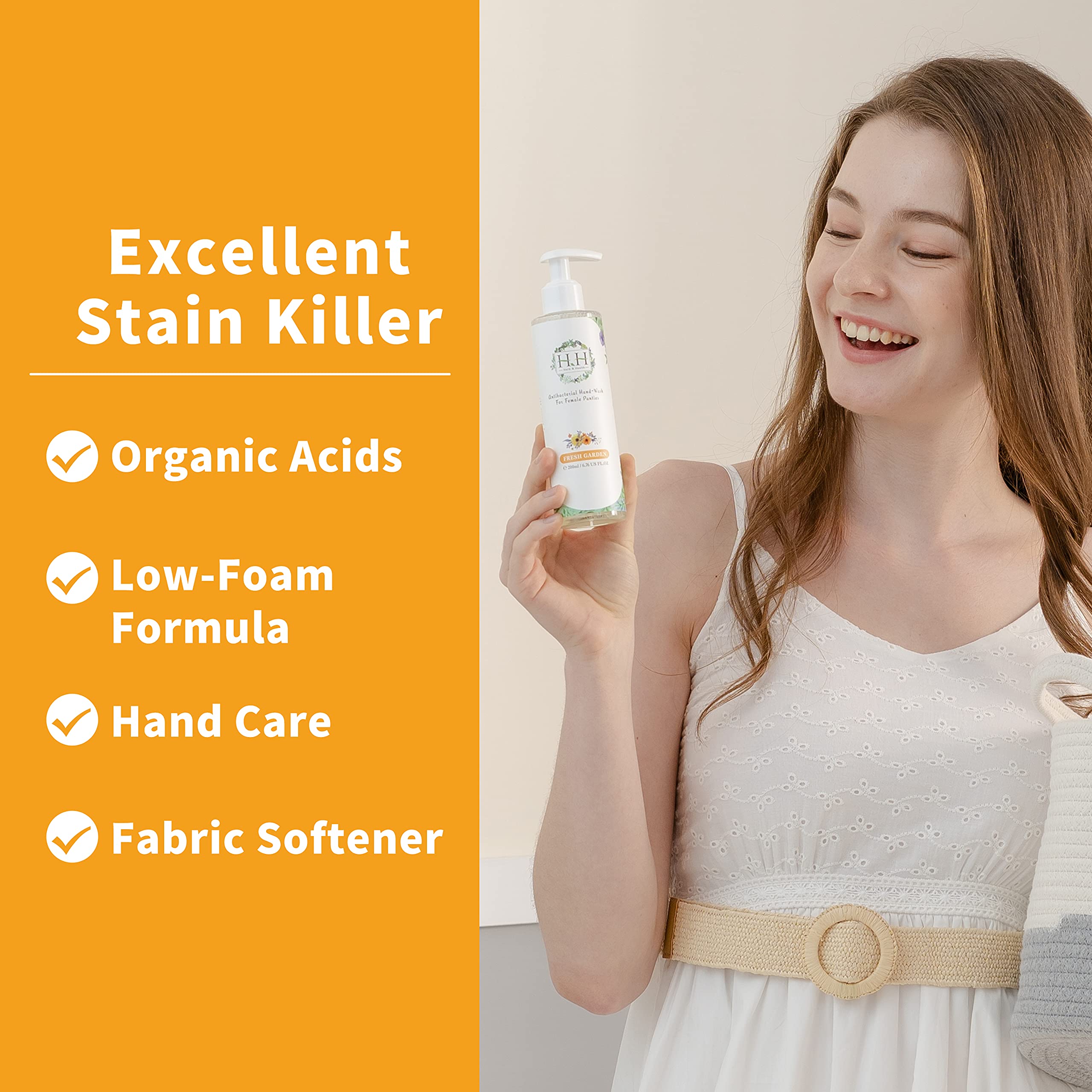 Natural Feminine Wash & Panty Stain Remover - Essential Oil Scented Vaginal Cleanser for Women, Gentle Vulva Care & Laundry Detergent for Underwear, Lingerie & Blood Stains | HH Herb&Health | Perfect for Daily Intimate Hygiene & Delicate Fabric Care