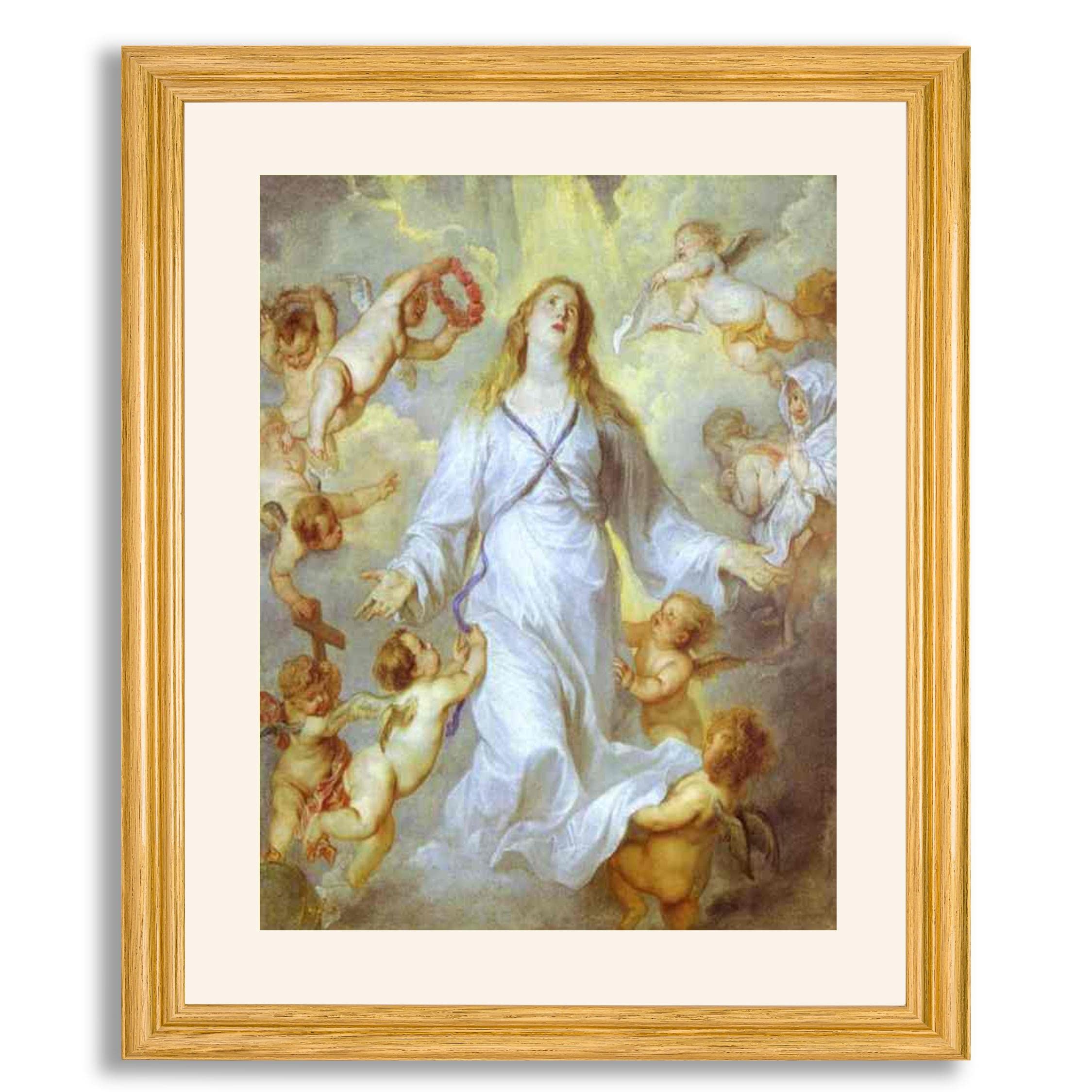 Anthony Van Dyck 'The Assumption of The Virgin' Framed Art Print - Premium Canvas Painting Reproduction in Wood Frame, Wall Decor for Living Room, Bedroom & Office | Perfect Gift for Art Lovers & Home Decor