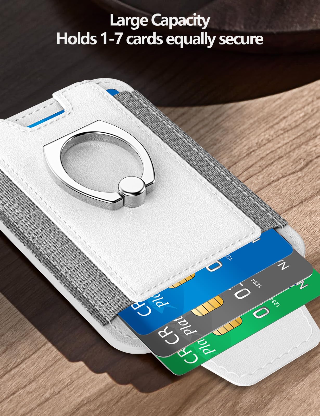 Magnetic Leather Wallet for iPhone 16/15/14/13/12 Series - 6 Card Holder with Grip & RFID Blocking - Secure Magsafe Wallet with Privacy Flap (White) | Perfect for Everyday Carry, Travel & Contactless Payments