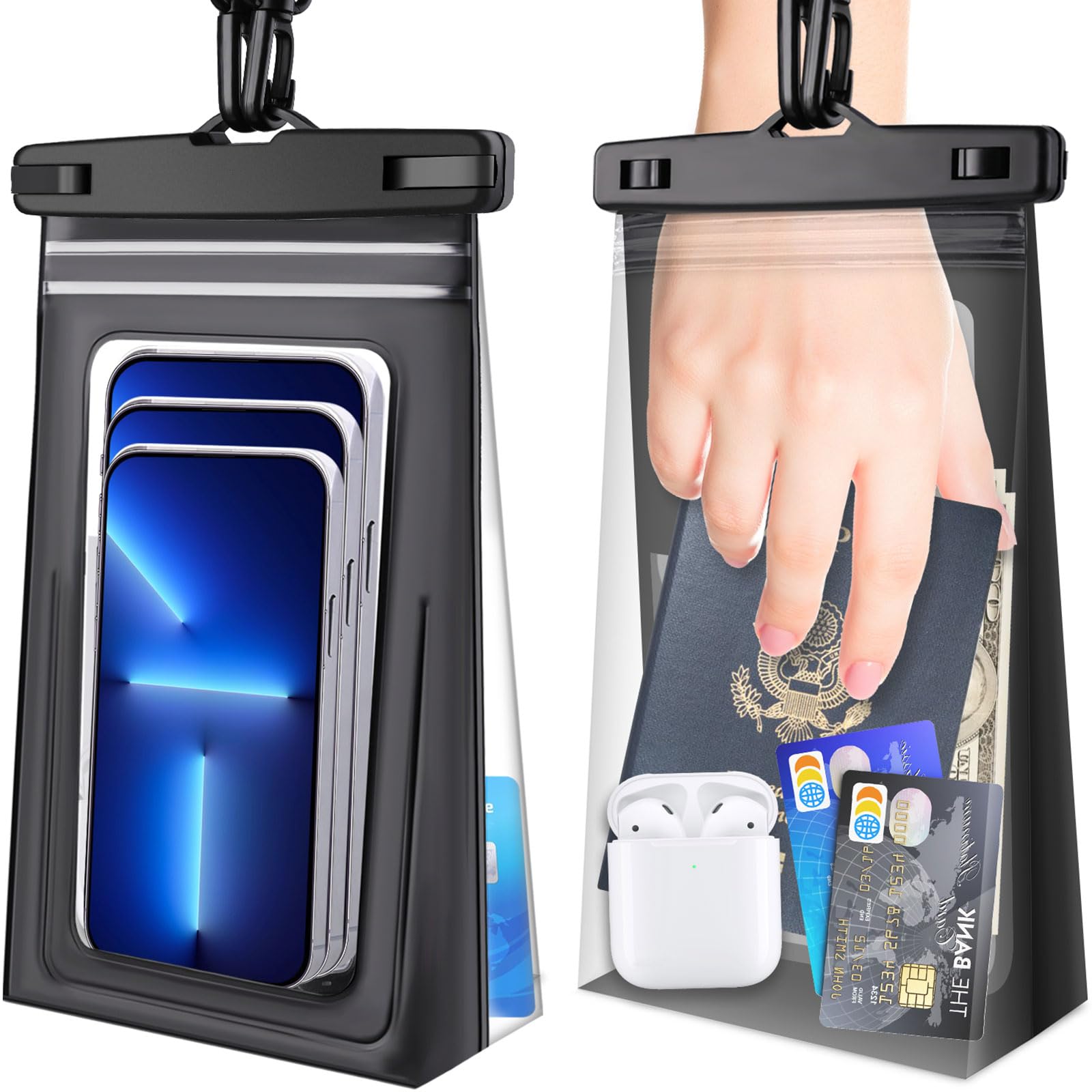 2024 Waterproof Phone Pouch 2 Pack - IPX8 Floating Dry Bag for iPhone 16/15/14/13/12/11 Pro Max & Galaxy S24/S23/S22/S21/S20 (Up to 7