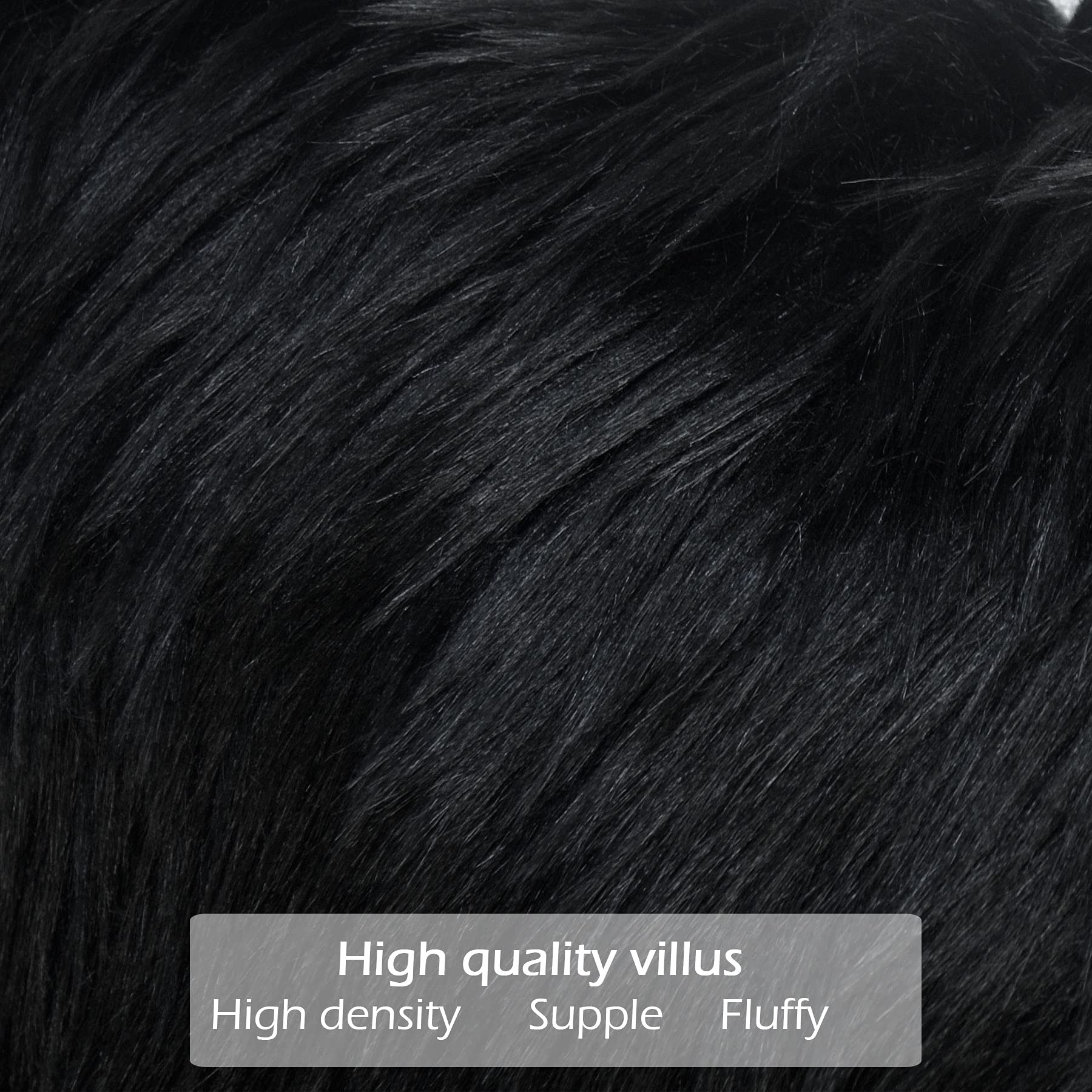 LIGICKY Luxury Soft Faux Fur Throw Pillow Cover 20x20 Inches - Decorative Square Plush Cushion Case for Sofa, Couch & Bed - Black - Perfect for Living Room, Bedroom & Home Decor