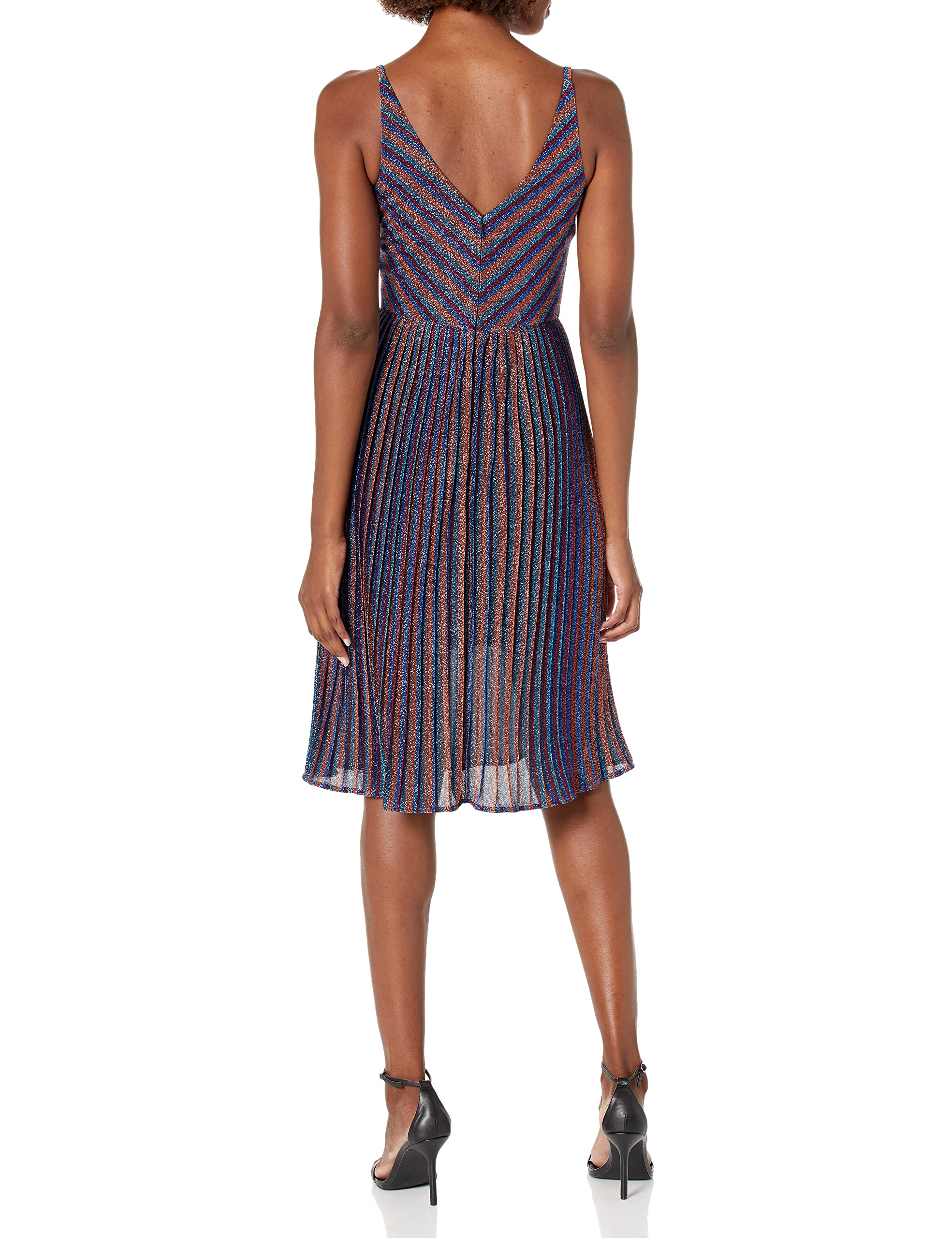 Dress the Population Women's Haley Sleeveless V-Neck Fit & Flare Pleated Party Dress - Elegant Cocktail & Evening Gown for Weddings, Galas & Special Occasions