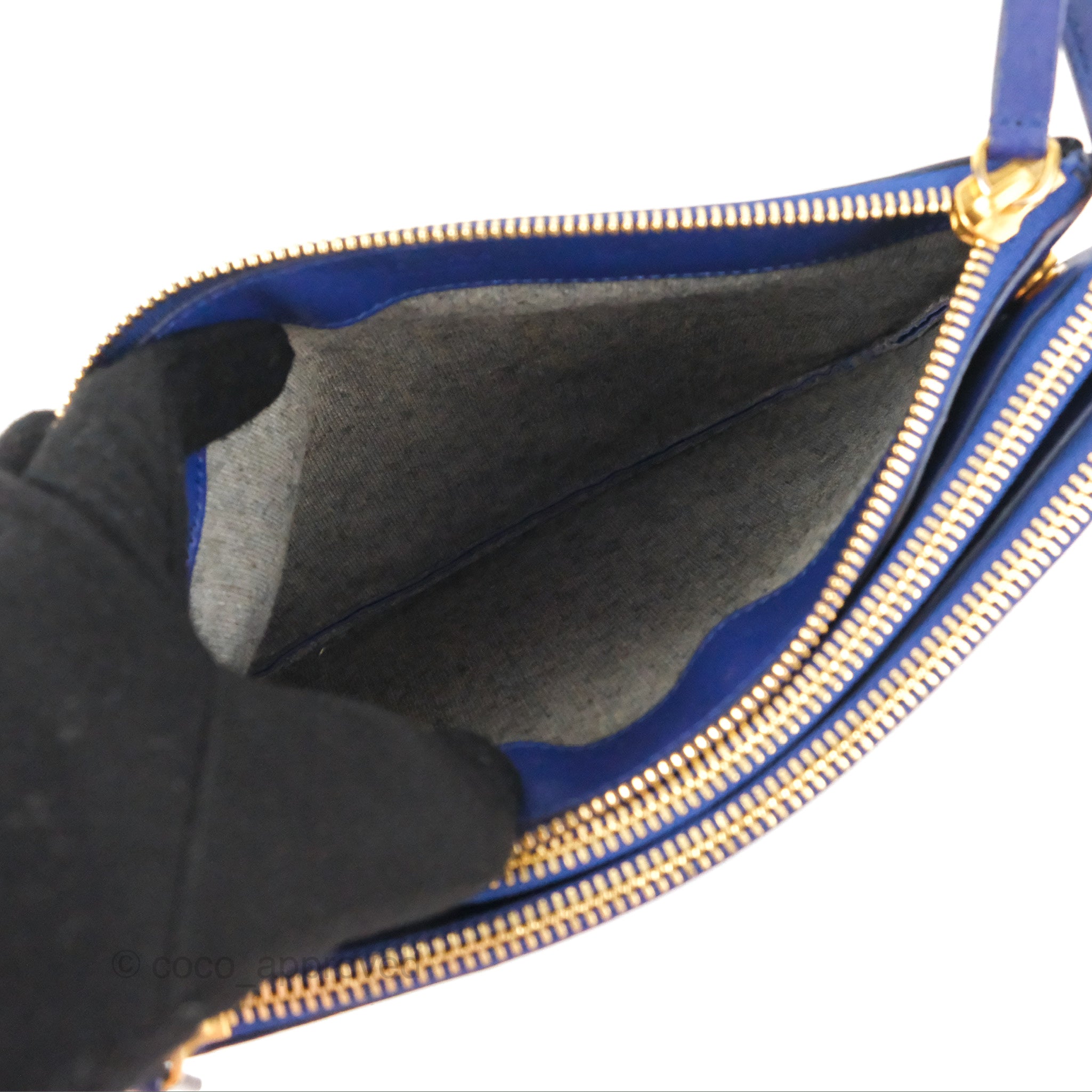 Celine Small Trio Crossbody Bag in Dark Blue Lambskin Leather with Gold Hardware - Perfect for Everyday Use, Travel & Date Nights