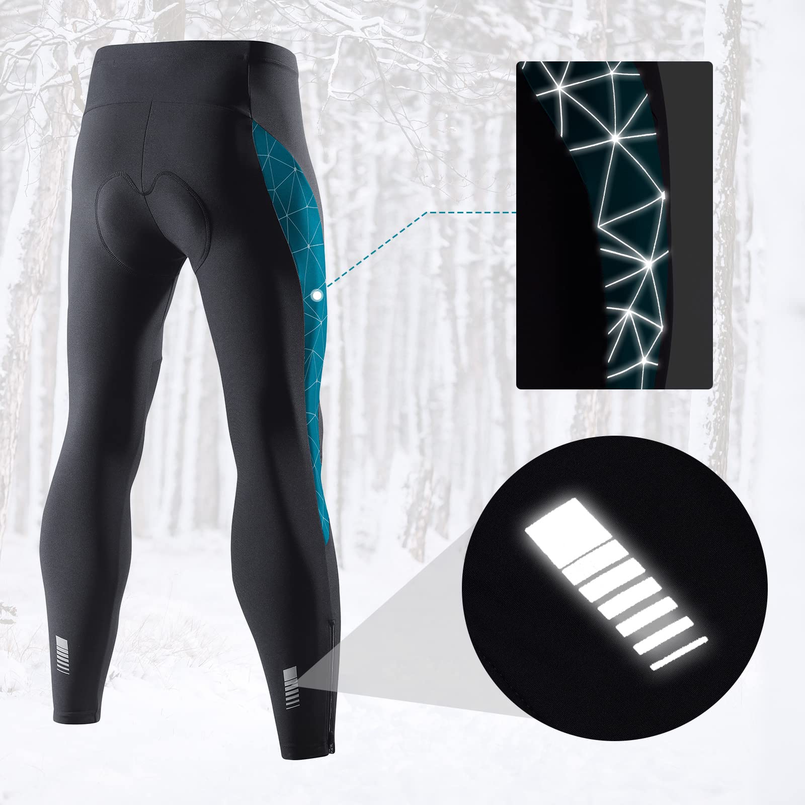 Santic Men's Cycling Tights - Padded Windproof Winter Pants for Biking & Outdoor Sports