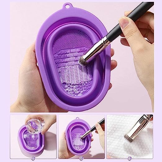 Premium Silicone Makeup Brush Cleaning Mat - Foldable Cosmetic Brush Scrubber Pad with Non-Slip Surface for Easy Cleaning | Perfect for Makeup Artists & Beauty Enthusiasts | Use for Daily Brush Maintenance, Professional Salon Cleaning & Travel Makeup Kit Organization (Multicolor, Pack of 1)