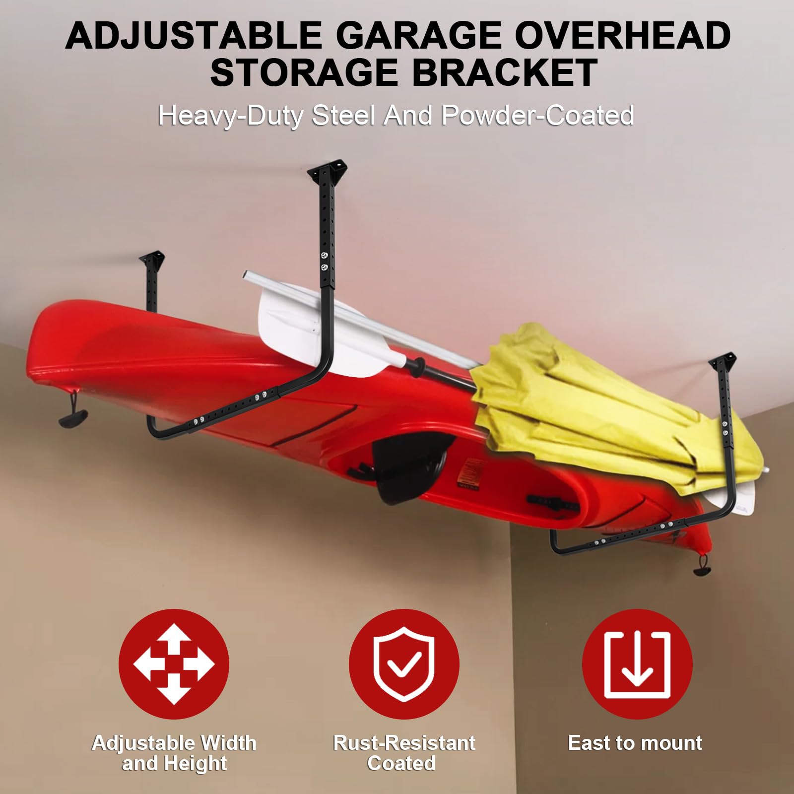Colinktool Adjustable Garage Ceiling Storage Rack - Heavy-Duty Overhead Storage Bracket with 200lbs Capacity (33x34 Inches) - Perfect for Organizing Tools, Sports Equipment & Seasonal Items in Garage