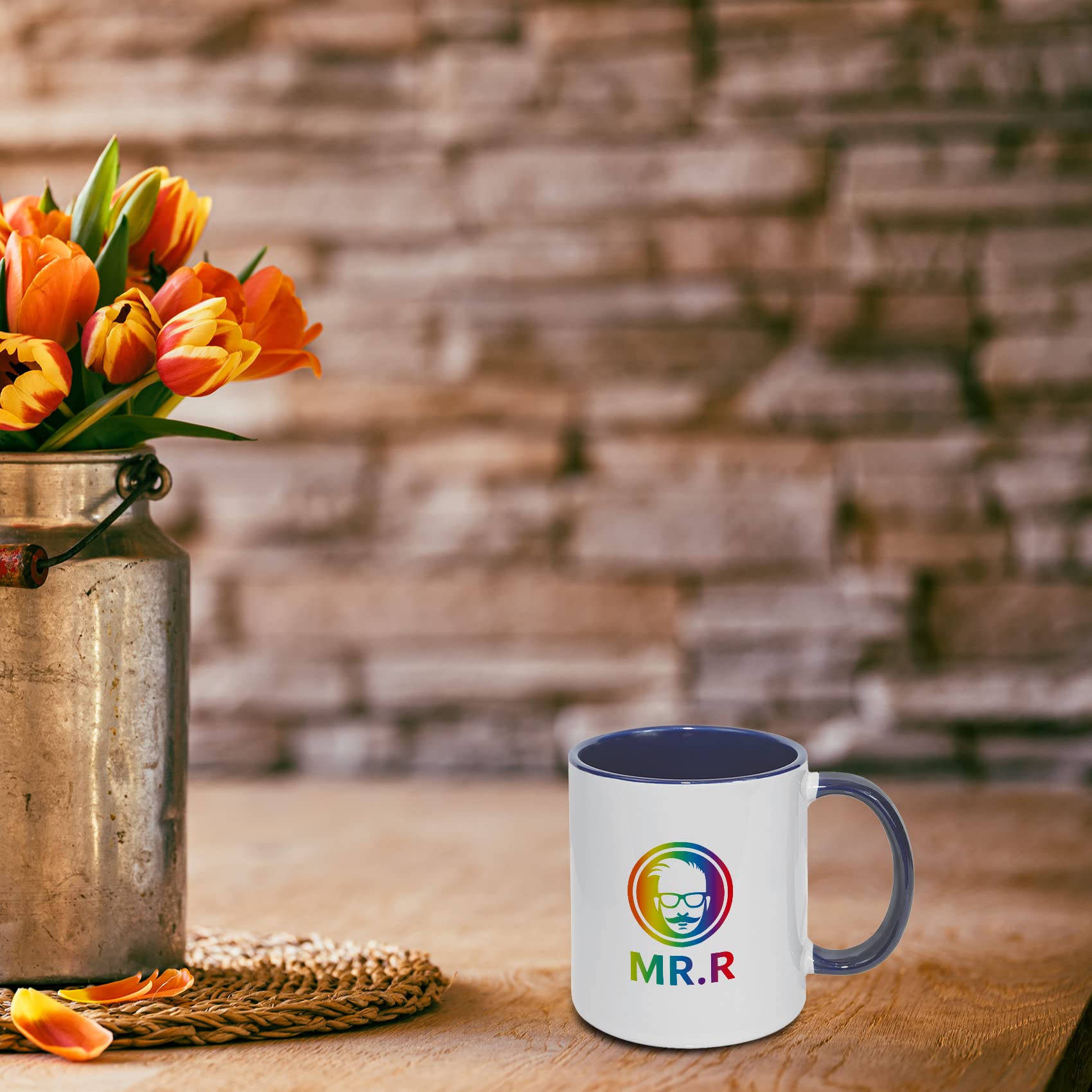 Premium Sublimation Blank Ceramic Coffee Mugs - 11oz Set of 6 - Dishwasher Safe with Dark Blue Interior & Handle - Perfect for Hot/Cold Beverages, Milk Tea, Coffee, Water - Ideal for Home, Office, Gifts & Custom Printing