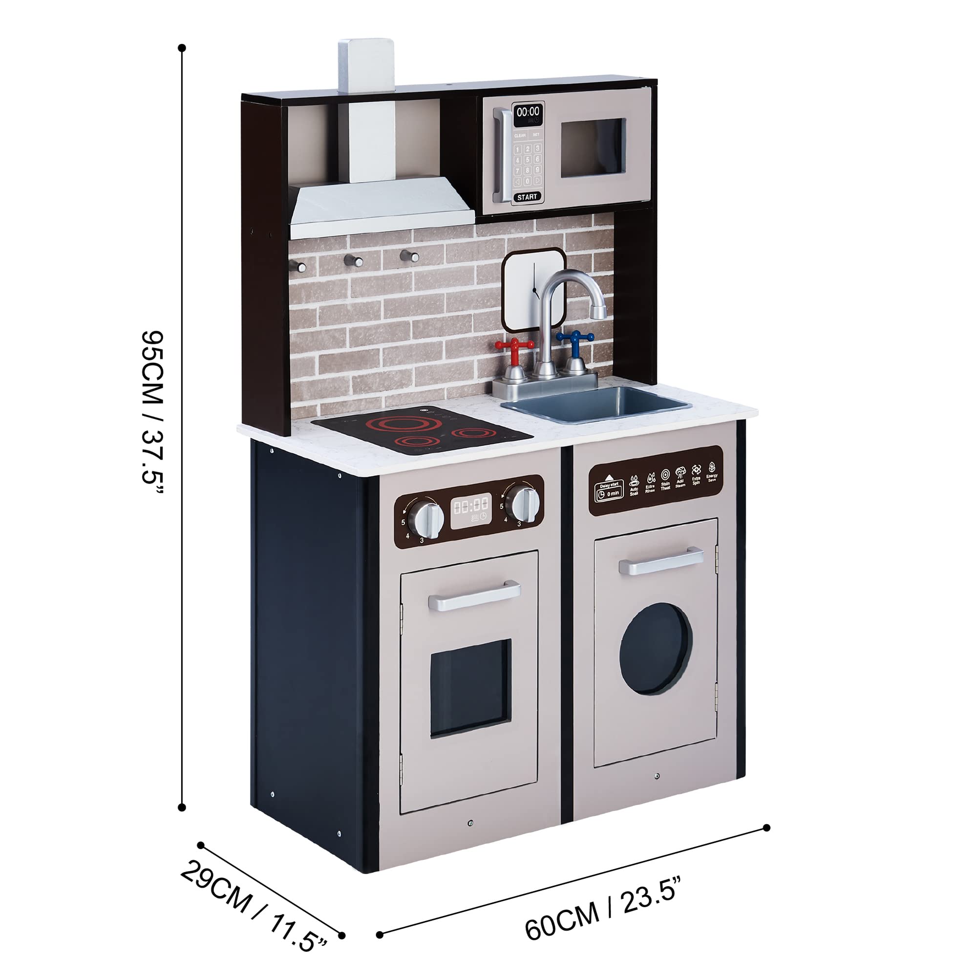 Teamson Kids Little Chef Burgundy Classic Pretend Play Kitchen Set - Espresso & Black Toy Kitchen for Toddlers & Preschoolers - Perfect for Imaginative Play, Role-Playing & Early Learning at Home or Preschool