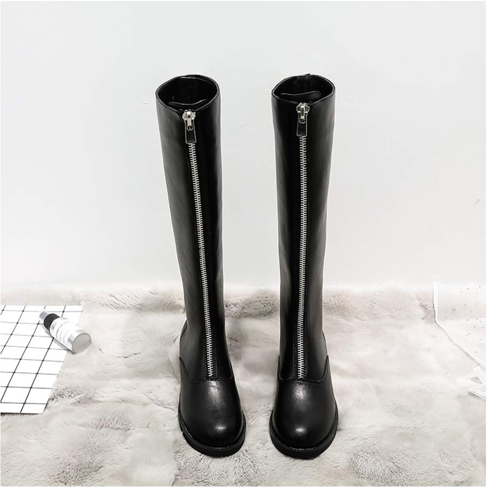 **Women's Vintage Knight Riding Boots - Knee High Leather Dress Boots for Women, British Style Over The Knee Boots in Black & White - Perfect for Equestrian, Cosplay & Winter Fashion**