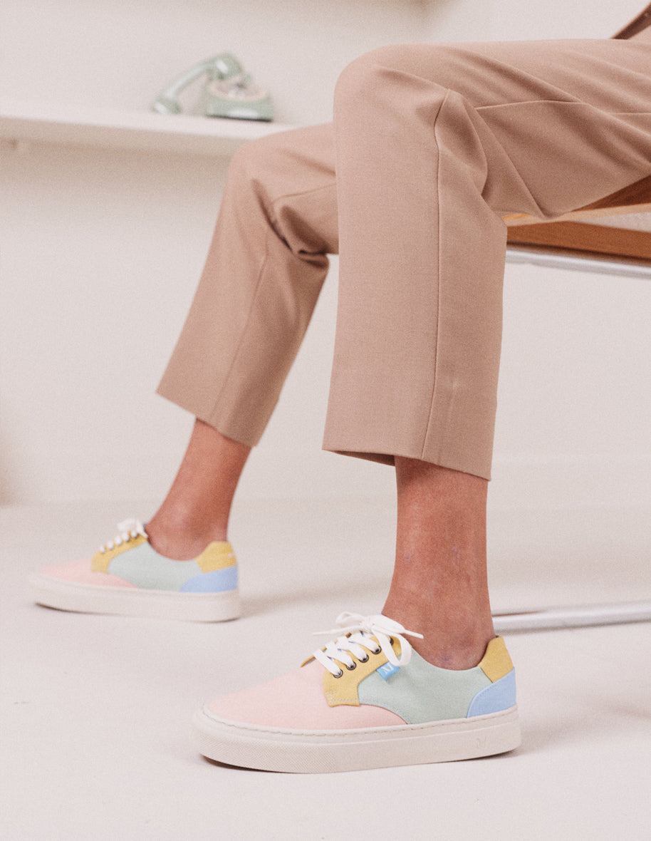 Alexandra Low Baskets - Rose, Lime & Watercolor Canvas Sneakers for Women | Casual Walking, Summer Outfits & Beach Style