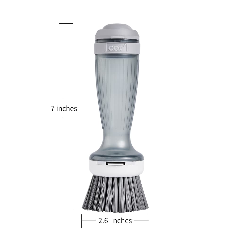 Eco-Friendly Dish Brush with Built-in Soap Dispenser - Heavy Duty Scrubber for Pots, Pans & Kitchen Cleaning - Includes 1 Brush & 2 Refills - Perfect for Daily Dishwashing & Tough Grease Removal