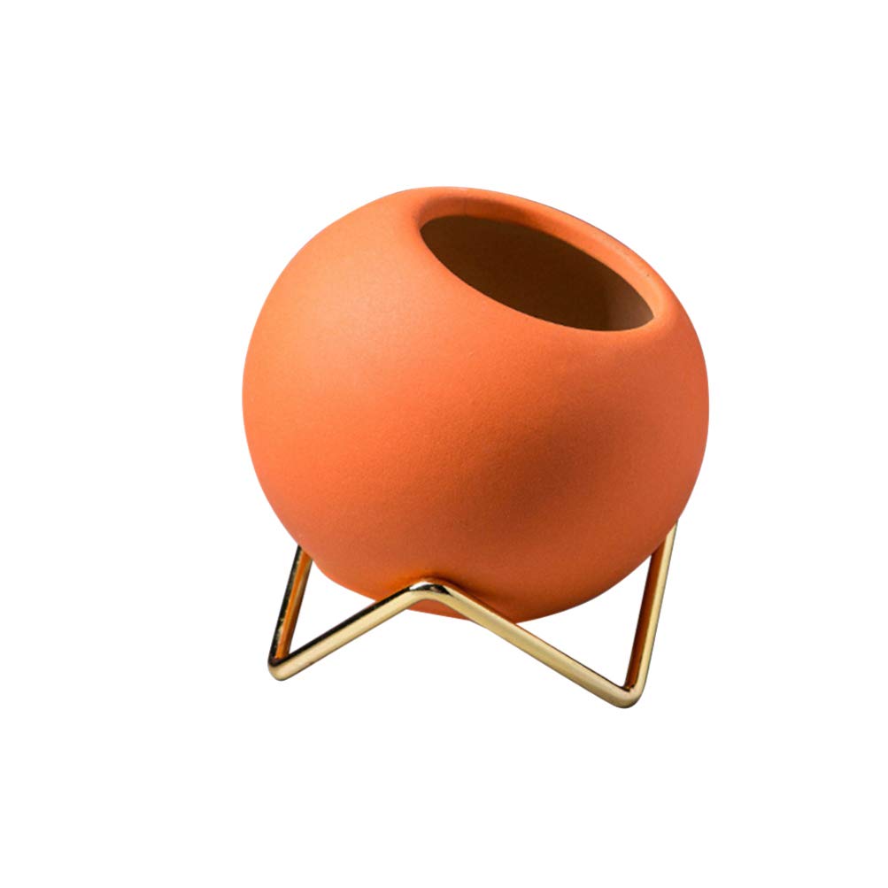 HEALLILY Ceramic Succulent Planter - 4 Inch Cactus Flower Pot with Drainage Hole, Nordic Style Home Decor for Desk, Office, Living Room | Perfect for Succulents, Air Plants & Small Houseplants (Orange)