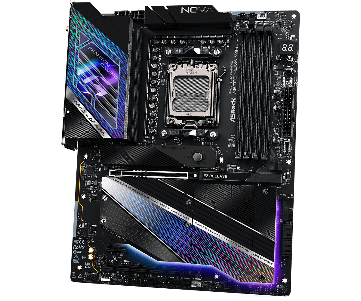ASRock X870E Nova WiFi ATX Motherboard - AMD AM5 Socket, DDR5, PCIe 5.0, WiFi 6E, 2.5G LAN - Perfect for Gaming PC Builds & High-Performance Workstations