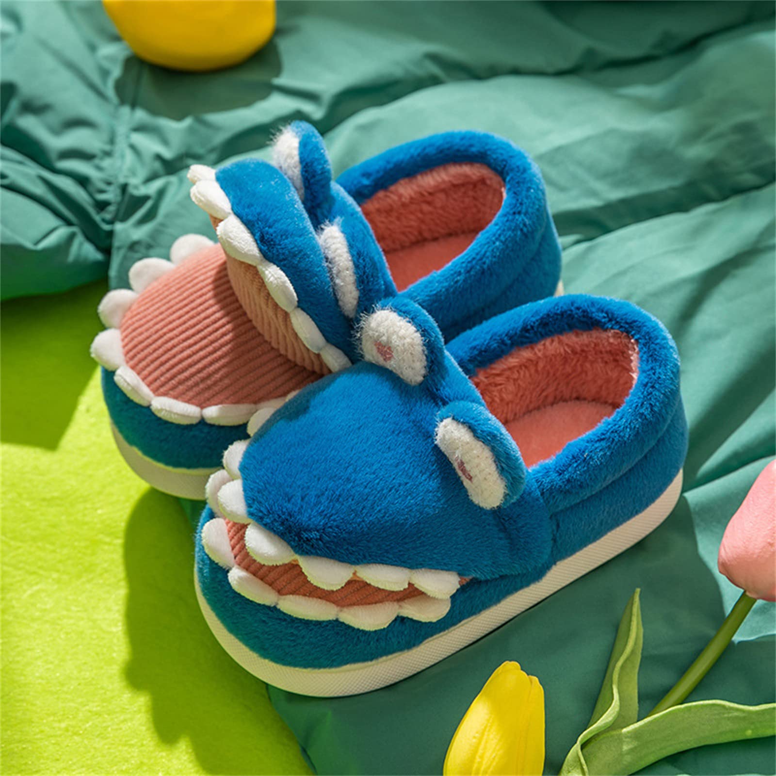 **Cozy Animal Crocodile Slippers for Toddlers - Warm Winter Indoor House Shoes for Boys & Girls (Blue, Size 16/17) - Perfect Kids Gift & Home Comfort**    *(Use: Ideal for playtime, lounging, or keeping little feet warm during cold seasons!)*