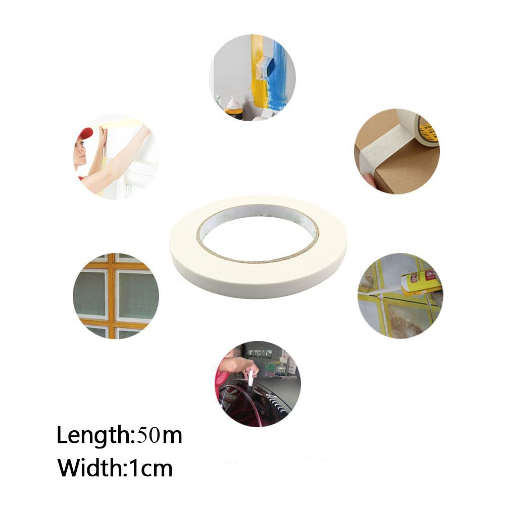 Diamond Painting Tape - 50 Meter Self-Adhesive White Masking Tape (10mm Width) for DIY Art, Scrapbooking & Craft Edge Protection - Dirtproof & Easy to Use