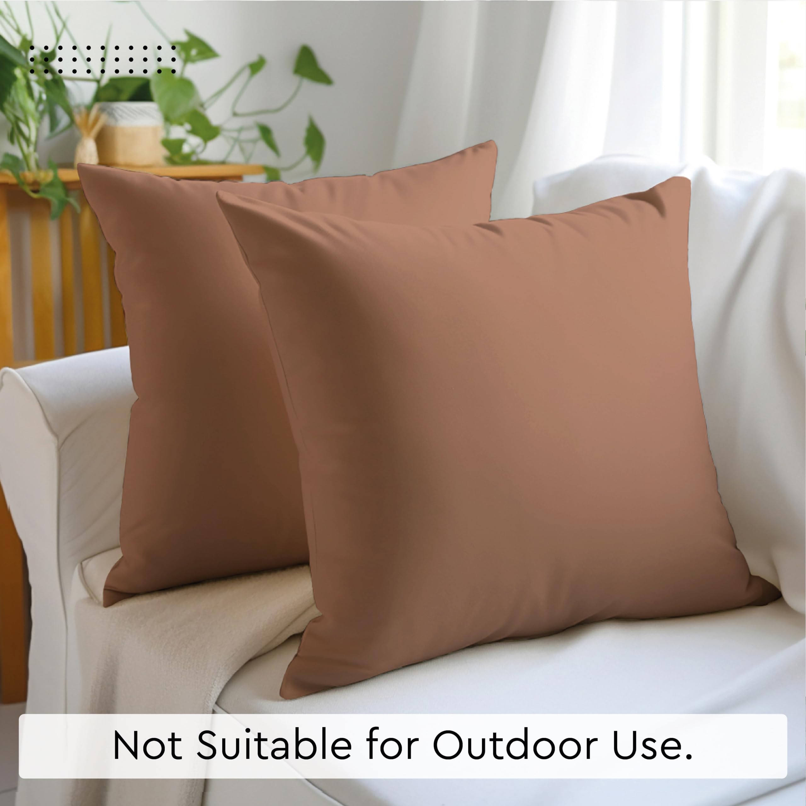 Encasa XO Throw Pillow Covers 18x18 Inches Set of 2 - Soft Tan Cotton Decorative Cushion Covers with Hidden Zipper Closure | Perfect for Living Room Sofa, Bedroom Decor & Couch Accents | Home Decor Essentials for Modern Interiors