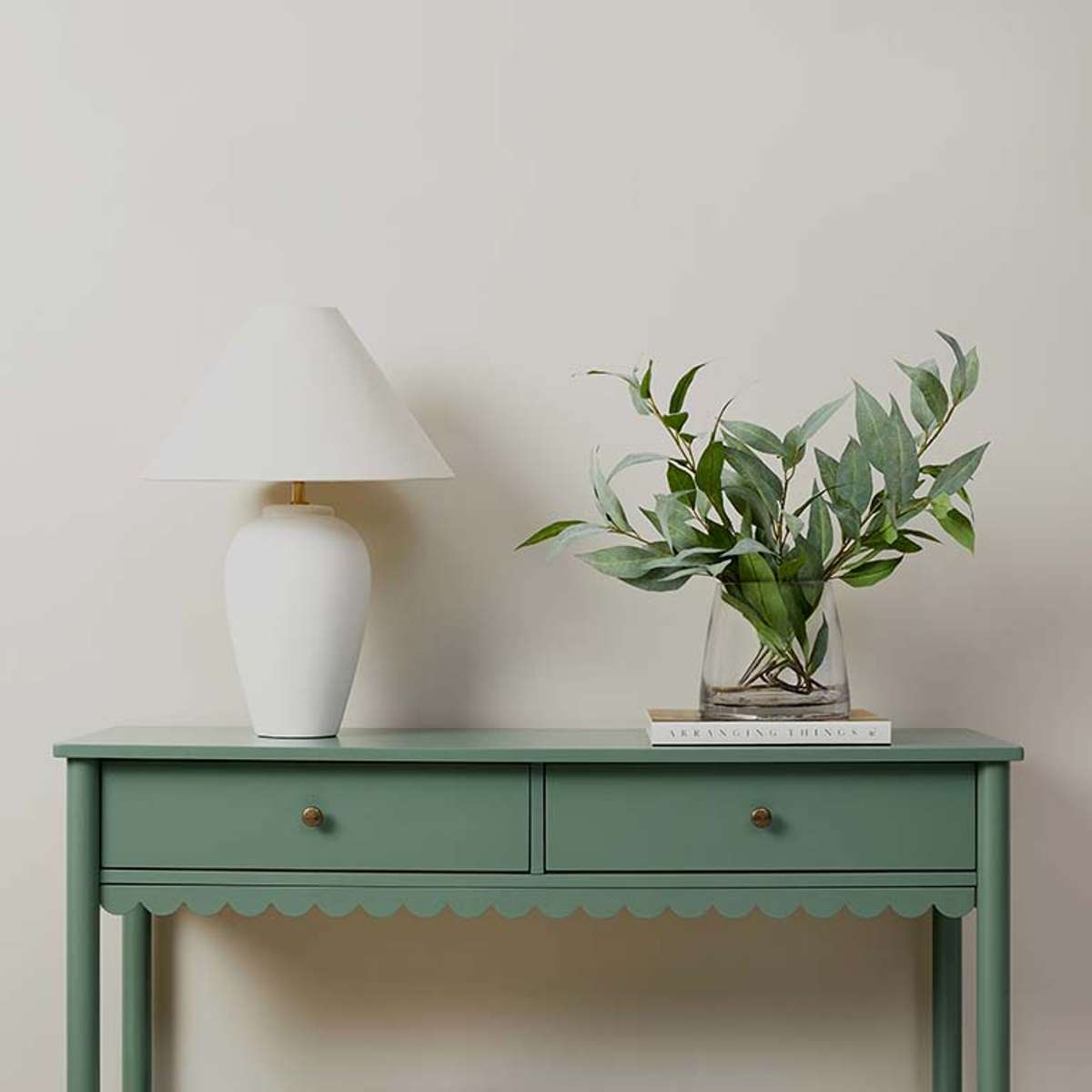 Myra Scalloped Console Table - Dark Green Entryway Furniture for Hallway, Living Room & Bedroom Decor