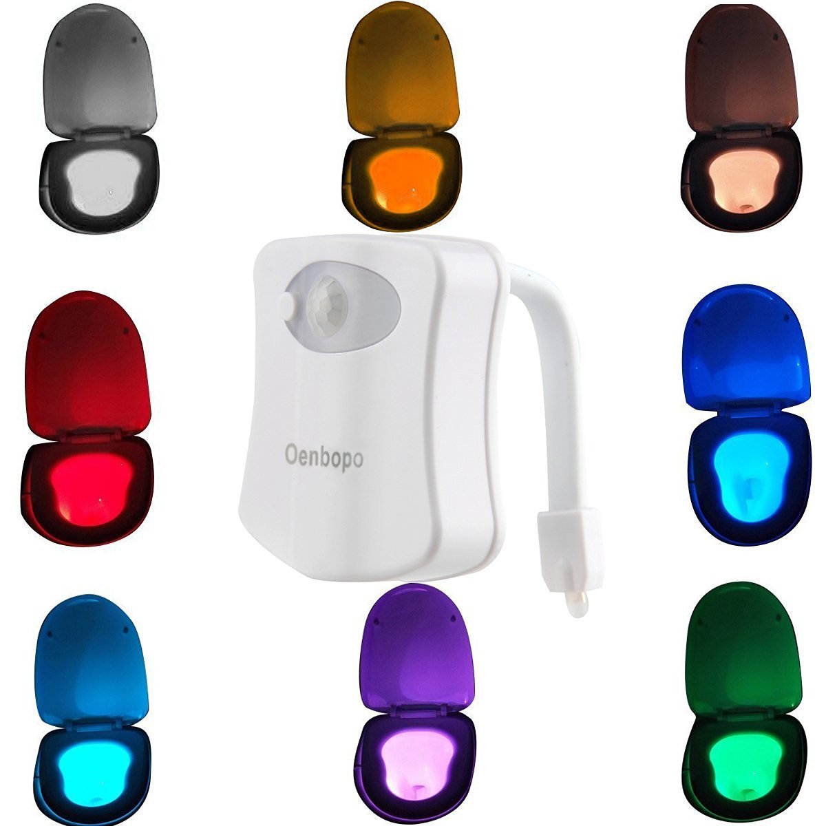 Oenbopo 8-Color Changing Motion Sensor Toilet Night Light - Auto-Activated Bathroom LED Lamp with Darkness Detection - Perfect for Nighttime Bathroom Visits, Kids' Rooms & Elderly Safety