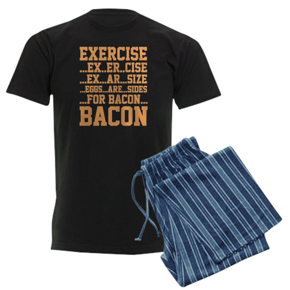 Exercise Bacon Men's Dark Pajama Set - Comfortable Sleepwear for Lounge & Workout - Perfect for Gym, Yoga, and Relaxing at Home