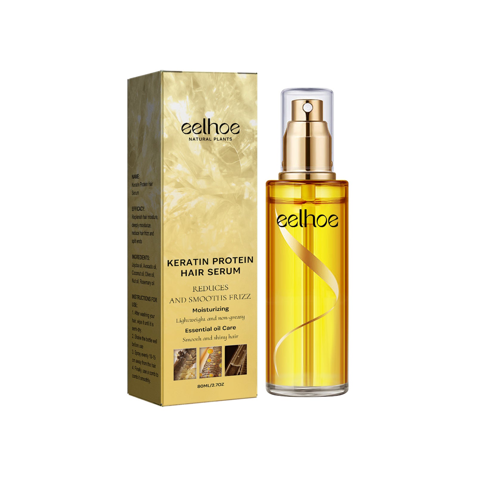 Keratin Hair Repair Spray - Deep Conditioning Treatment for Damaged Hair - Salon-Quality Hair Care for Smooth & Shiny Hair - Perfect for Daily Use & Heat Styling Protection