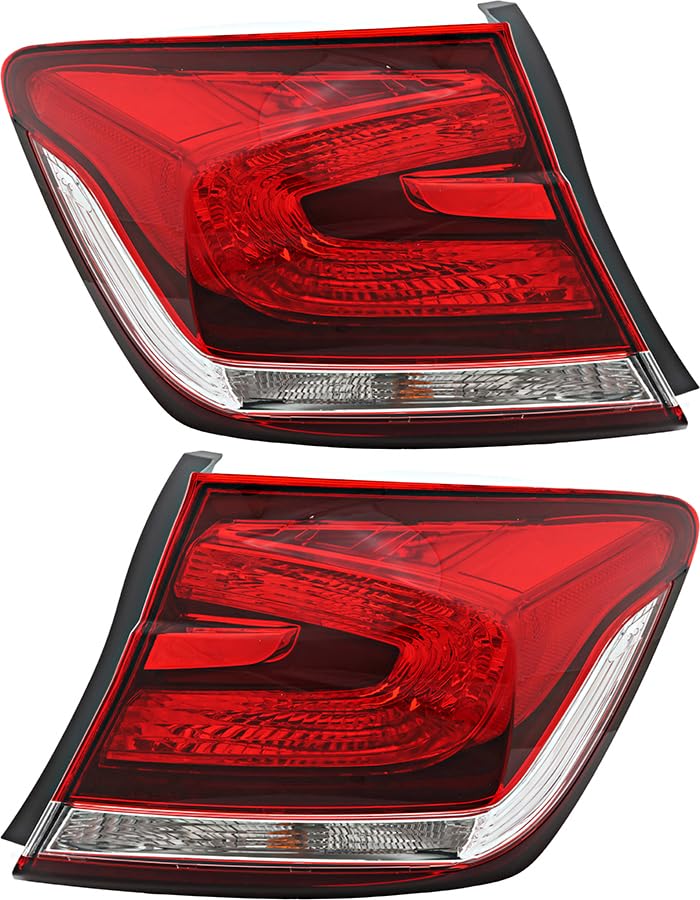 Honda Civic Sedan Tail Lights Lamps Set for 2013 2014 2015 Models - Driver & Passenger Side Replacement - Perfect for Night Driving and Enhanced Safety