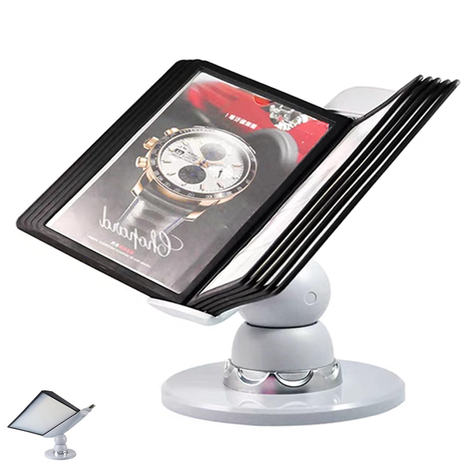 Adjustable Desktop Reference System - 10 Double-Sided Display Pockets File Holder with 20 Sheet Capacity, A4 Document Organizer for Office, Home & School Use - Perfect for Bills, Notes, Reports & Important Paper Storage
